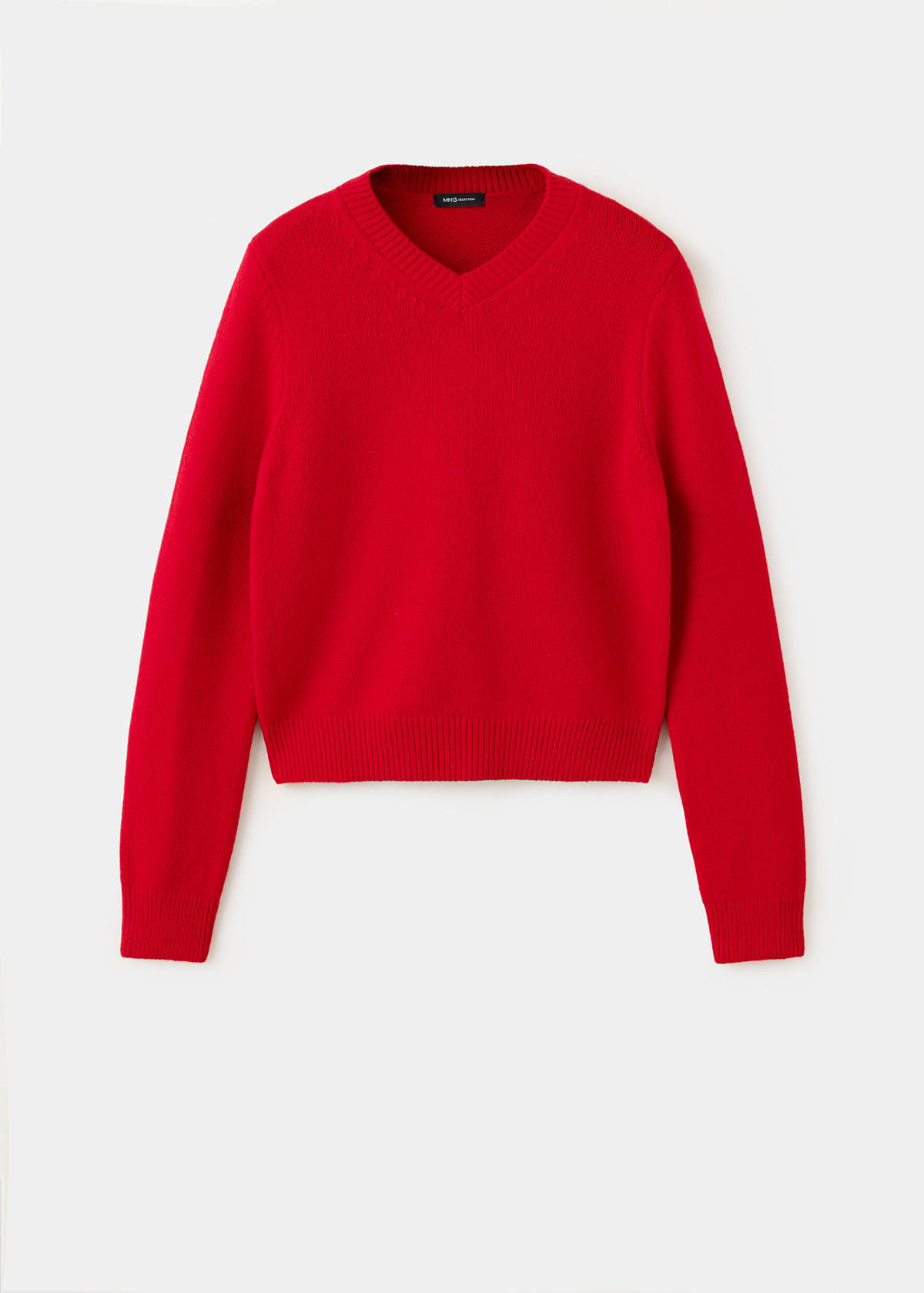 V-neck wool sweater — Red