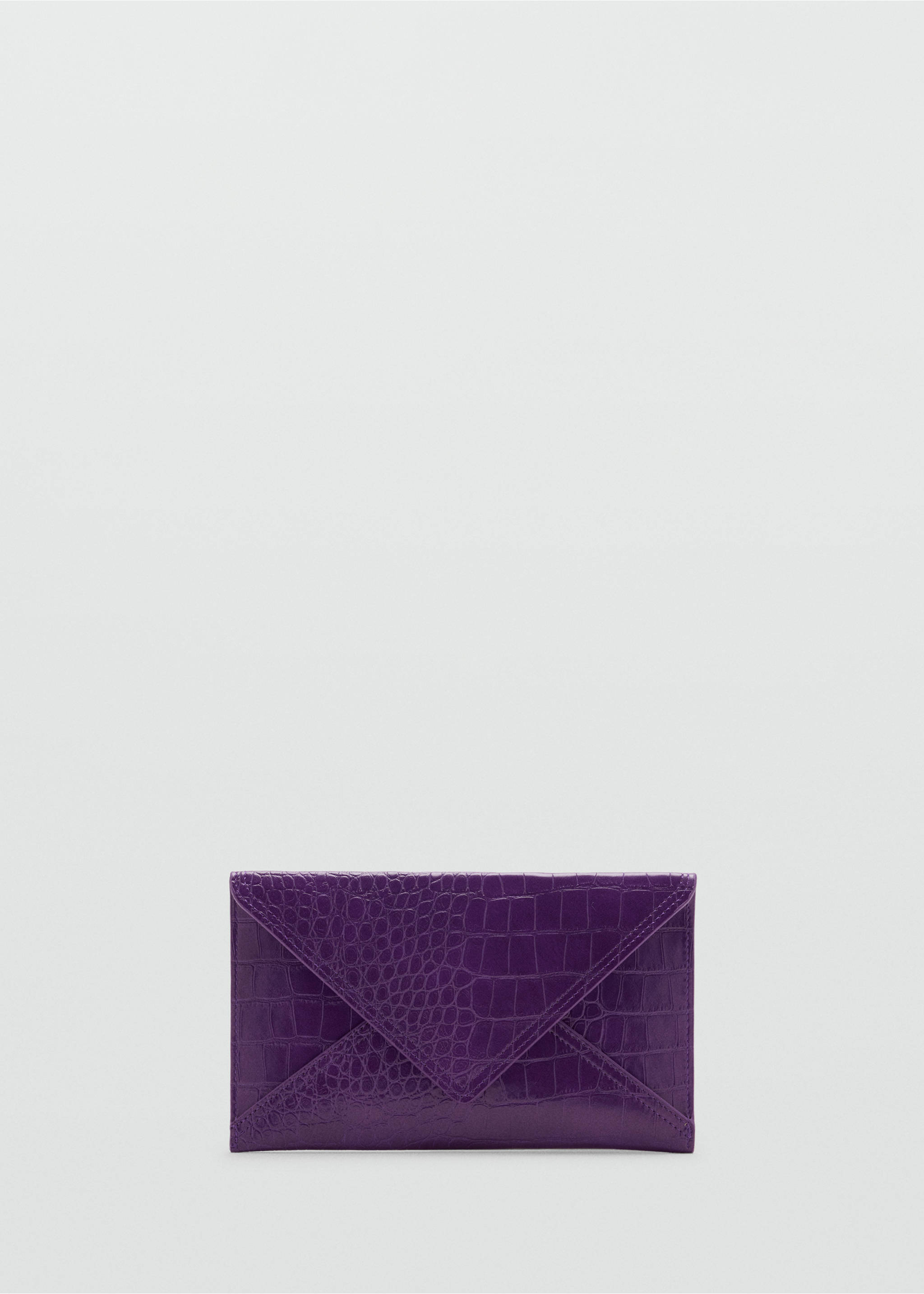 Purple crocodile-effect envelope pouch with a glossy finish., Purple. Ref: 47041395-00.