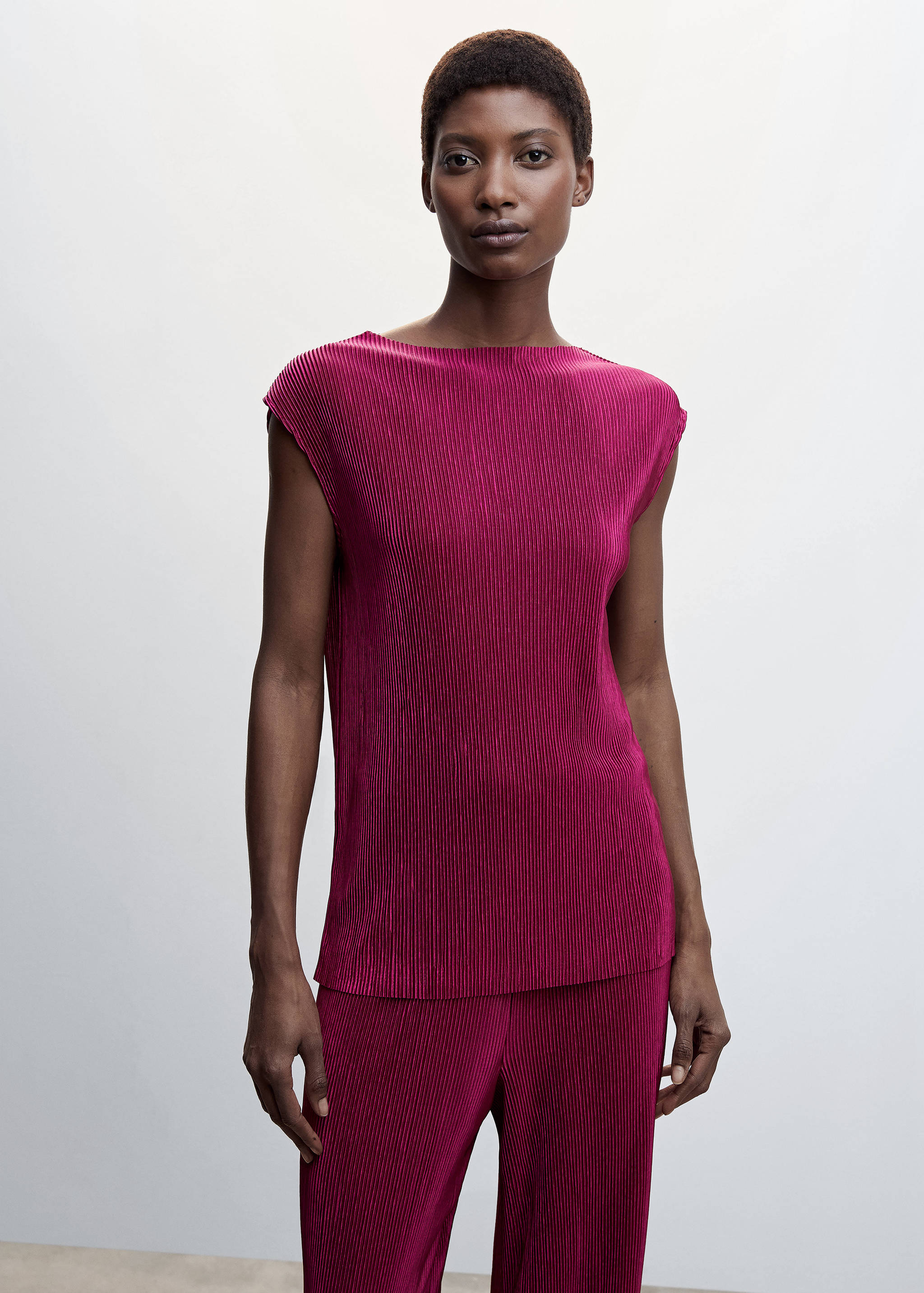 Top plissé à bretelles - Plan moyen