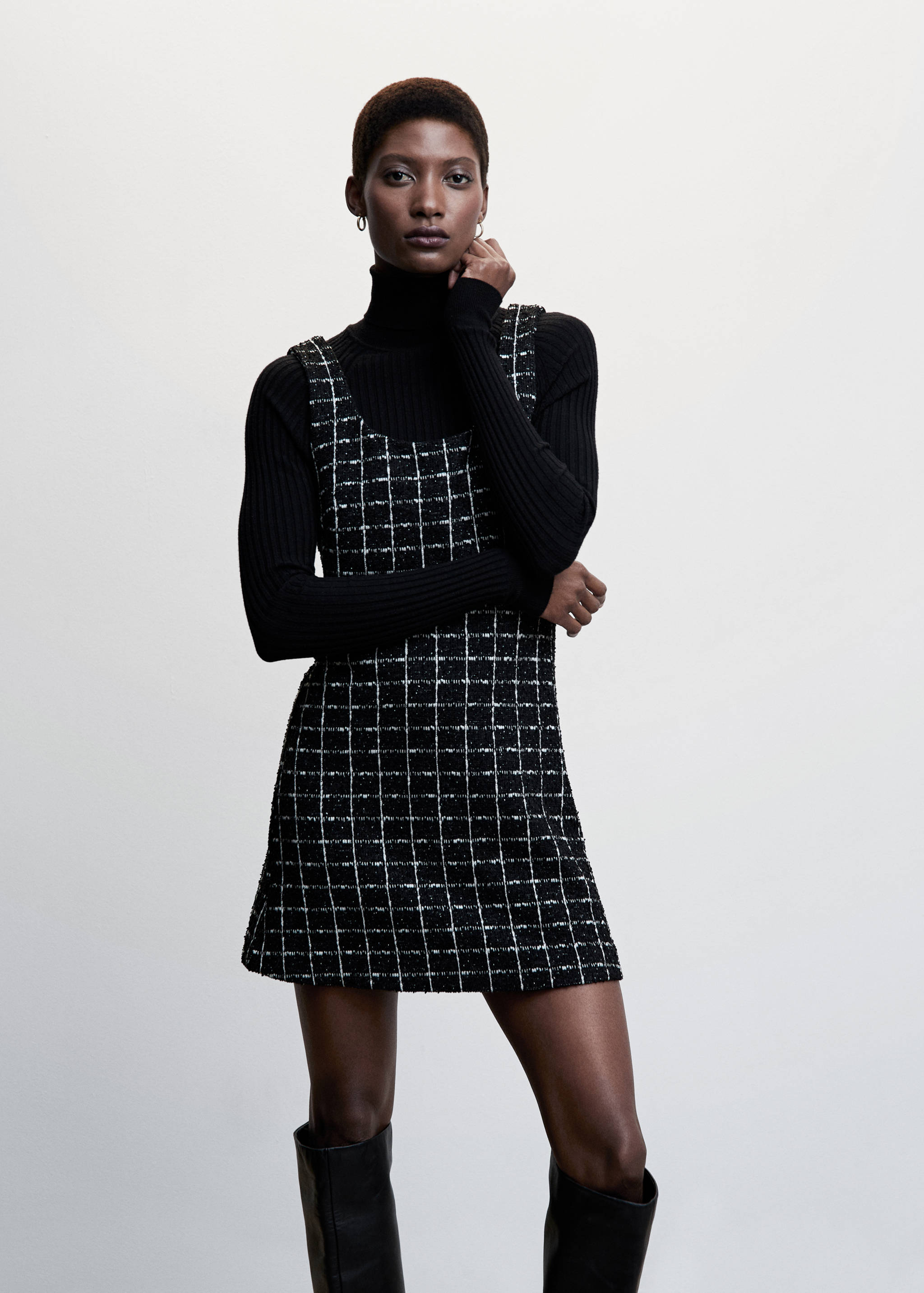 Vestido tweed cuadros - Plano medio