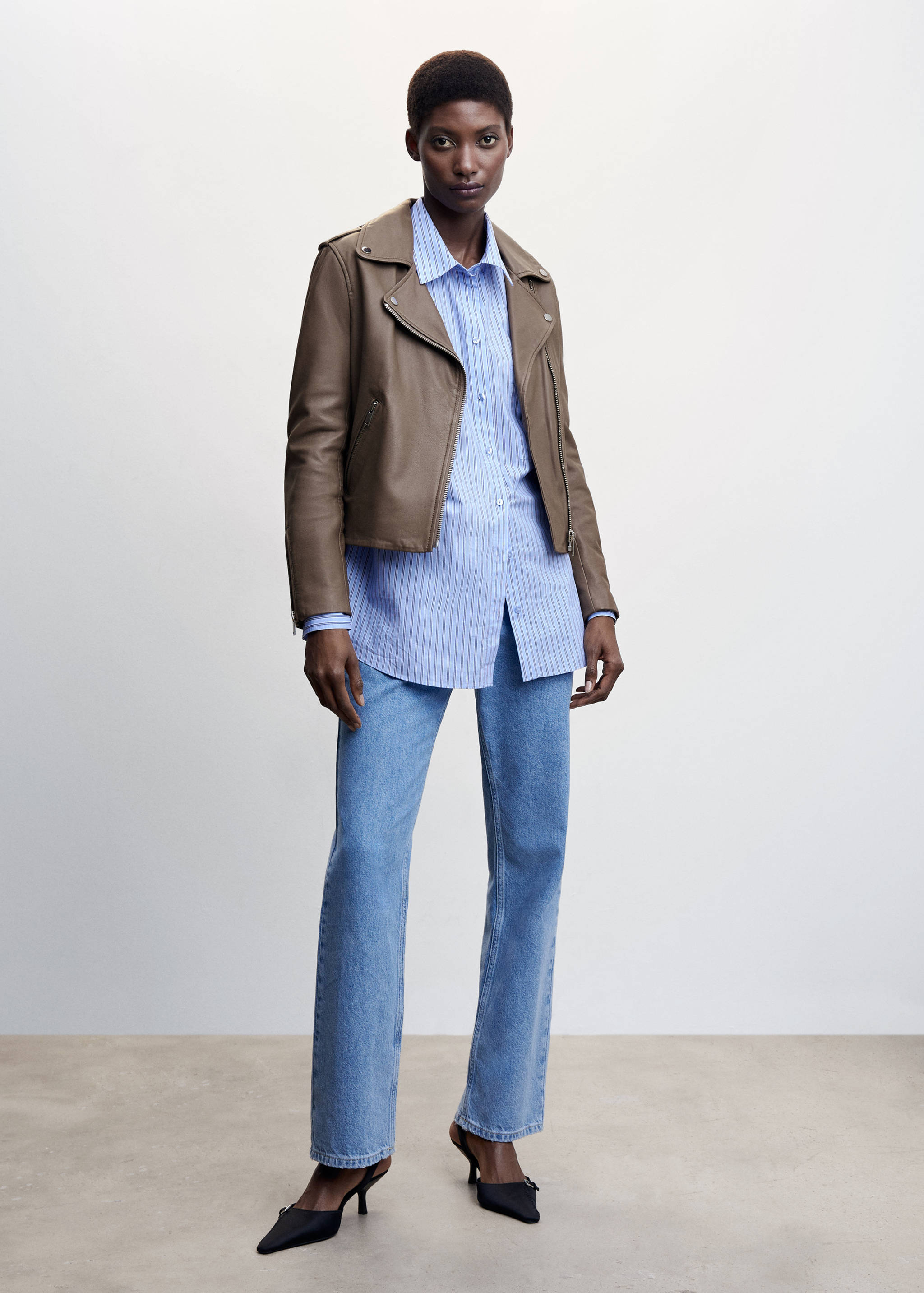 Leather biker jacket - General plane