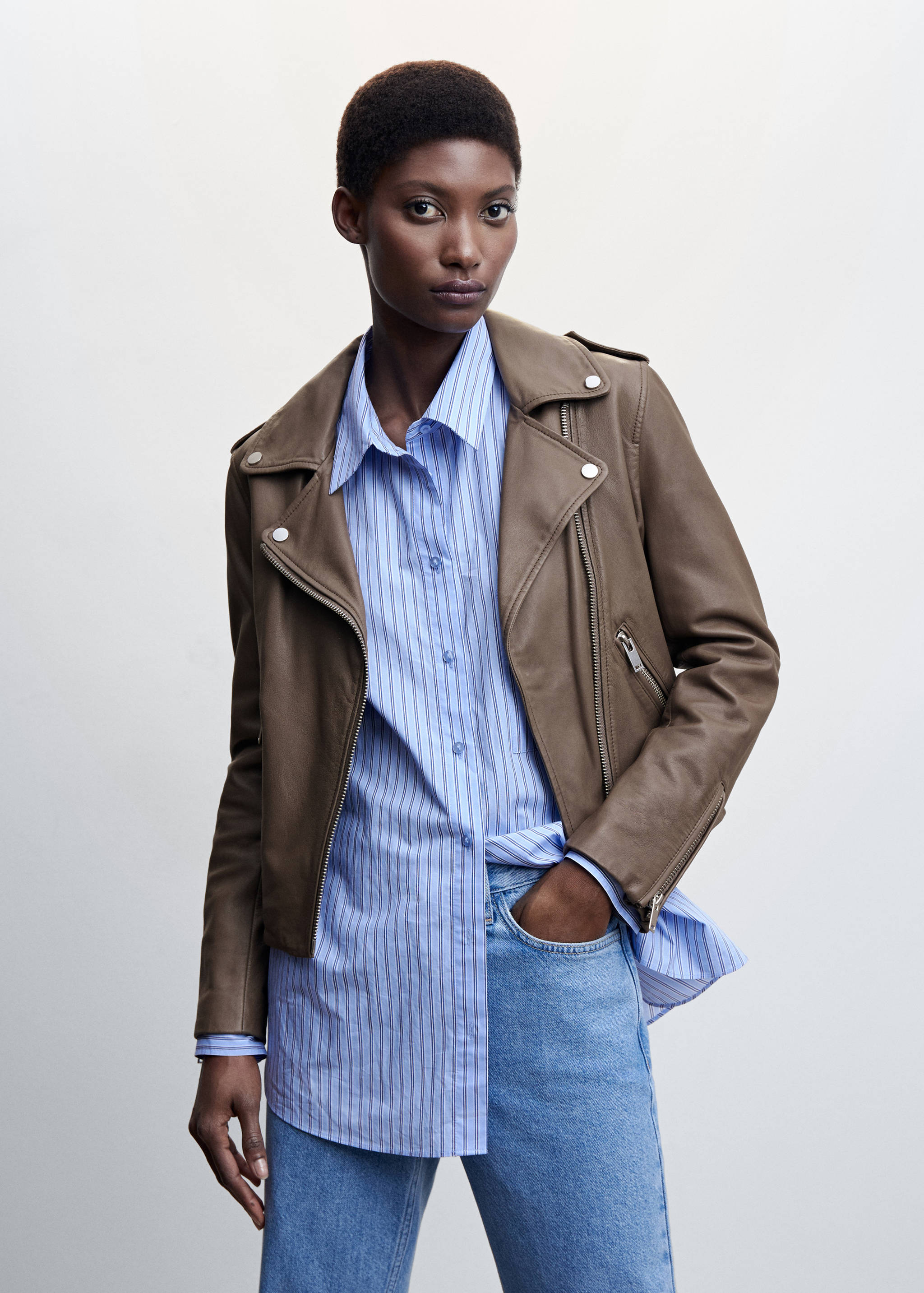 Leather biker jacket - Medium plane