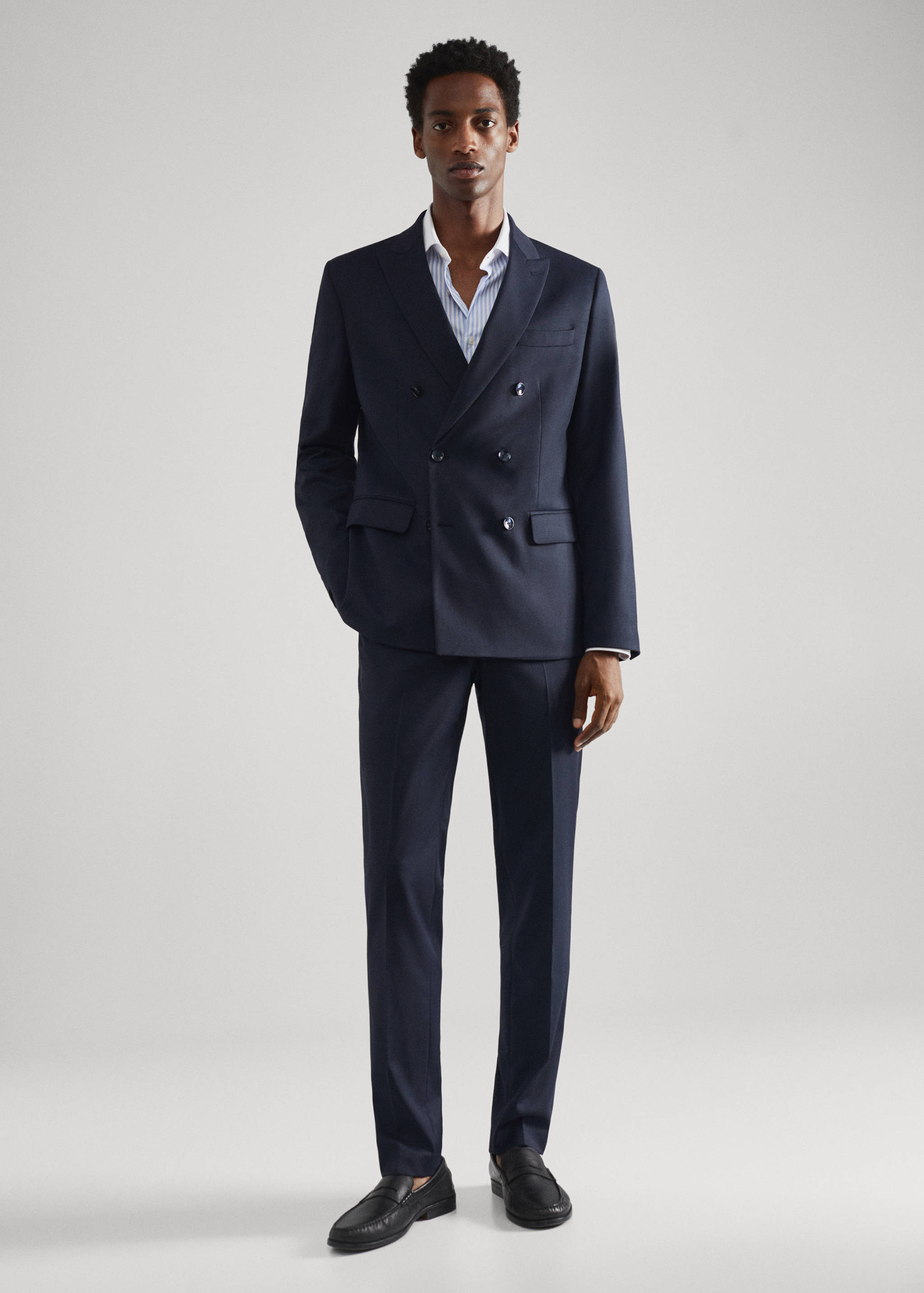 Slim fit double-breasted suit blazer - General plane