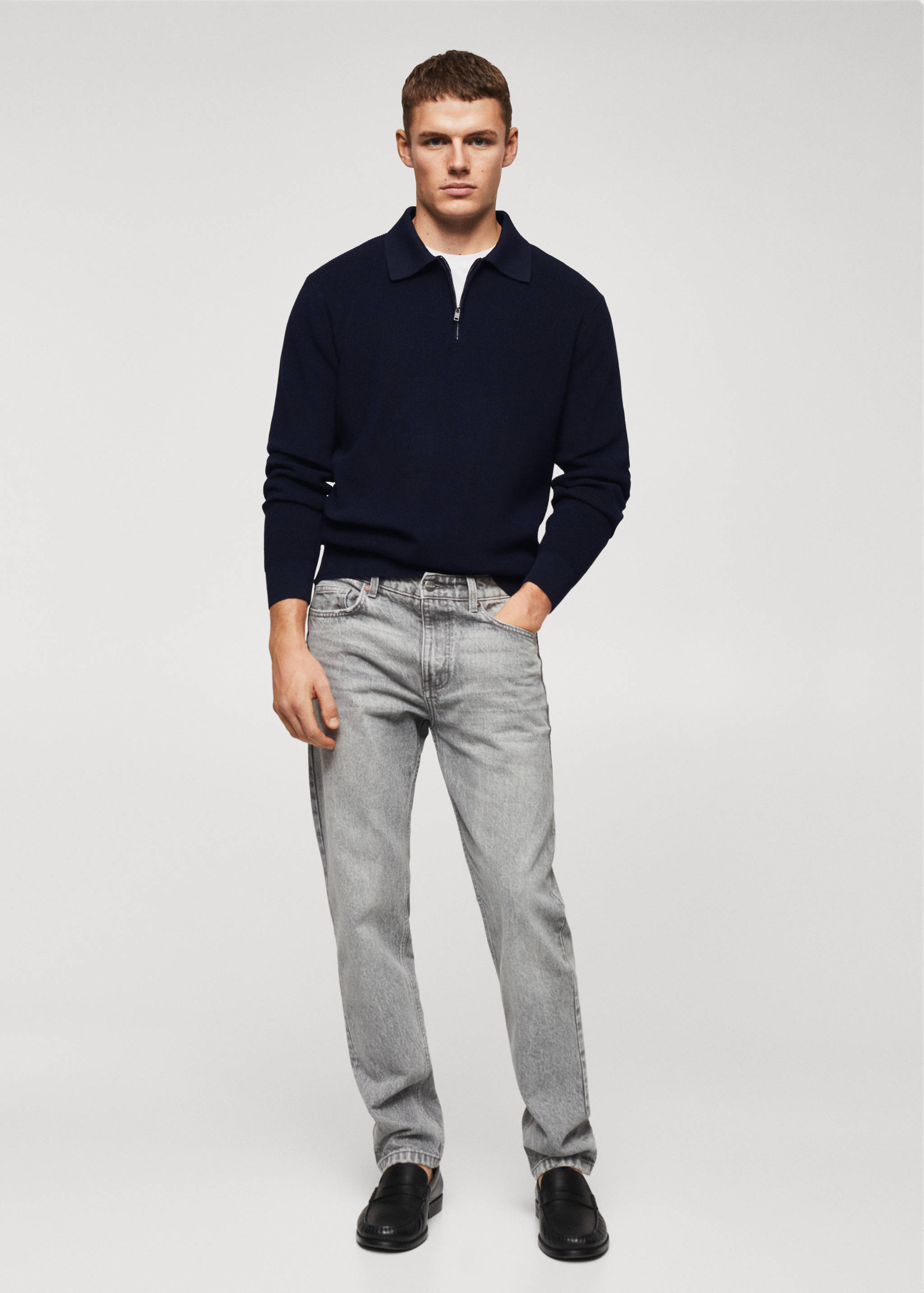 Structured knitted polo shirt - General plane