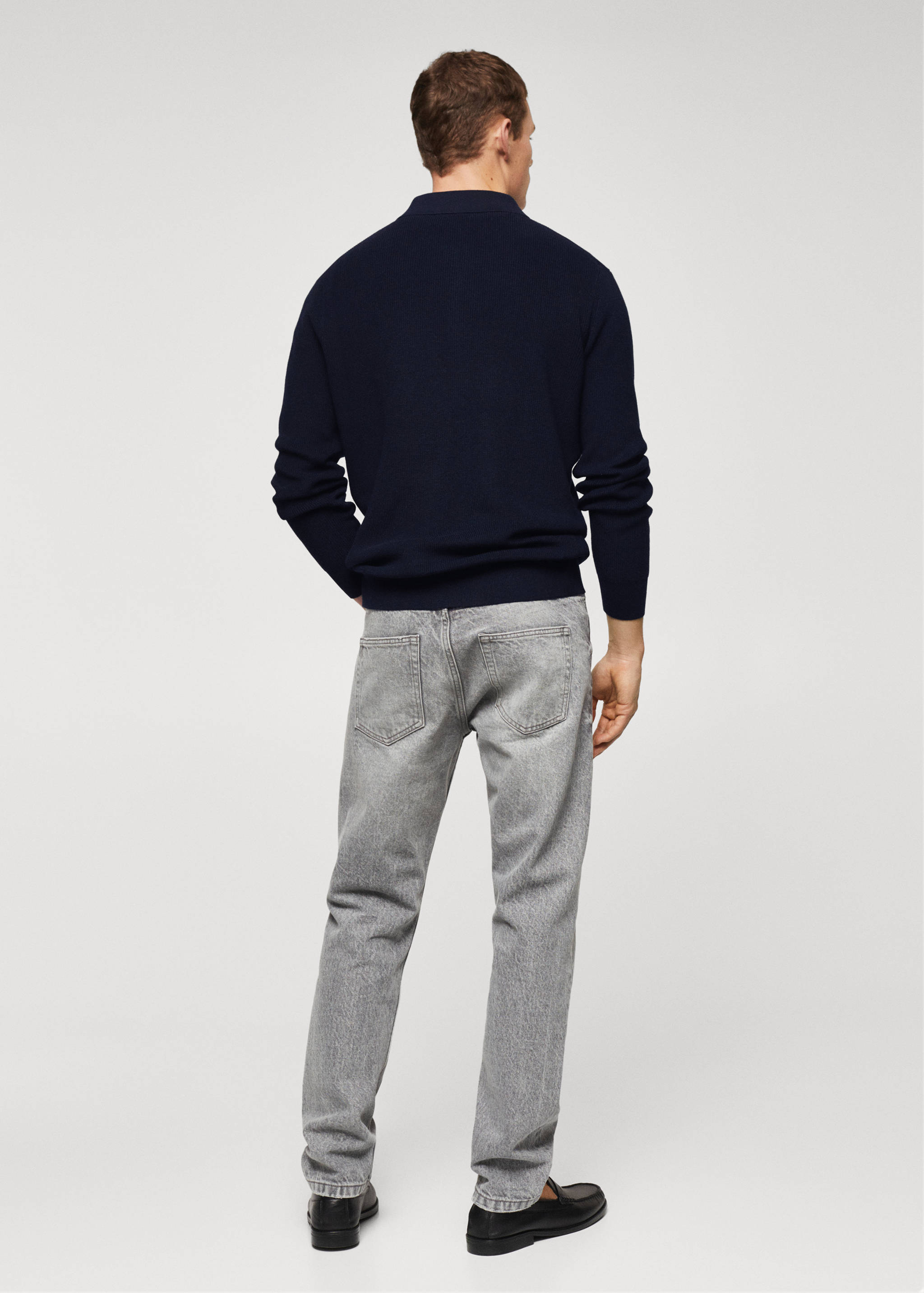 Structured knitted polo shirt - Reverse of the article