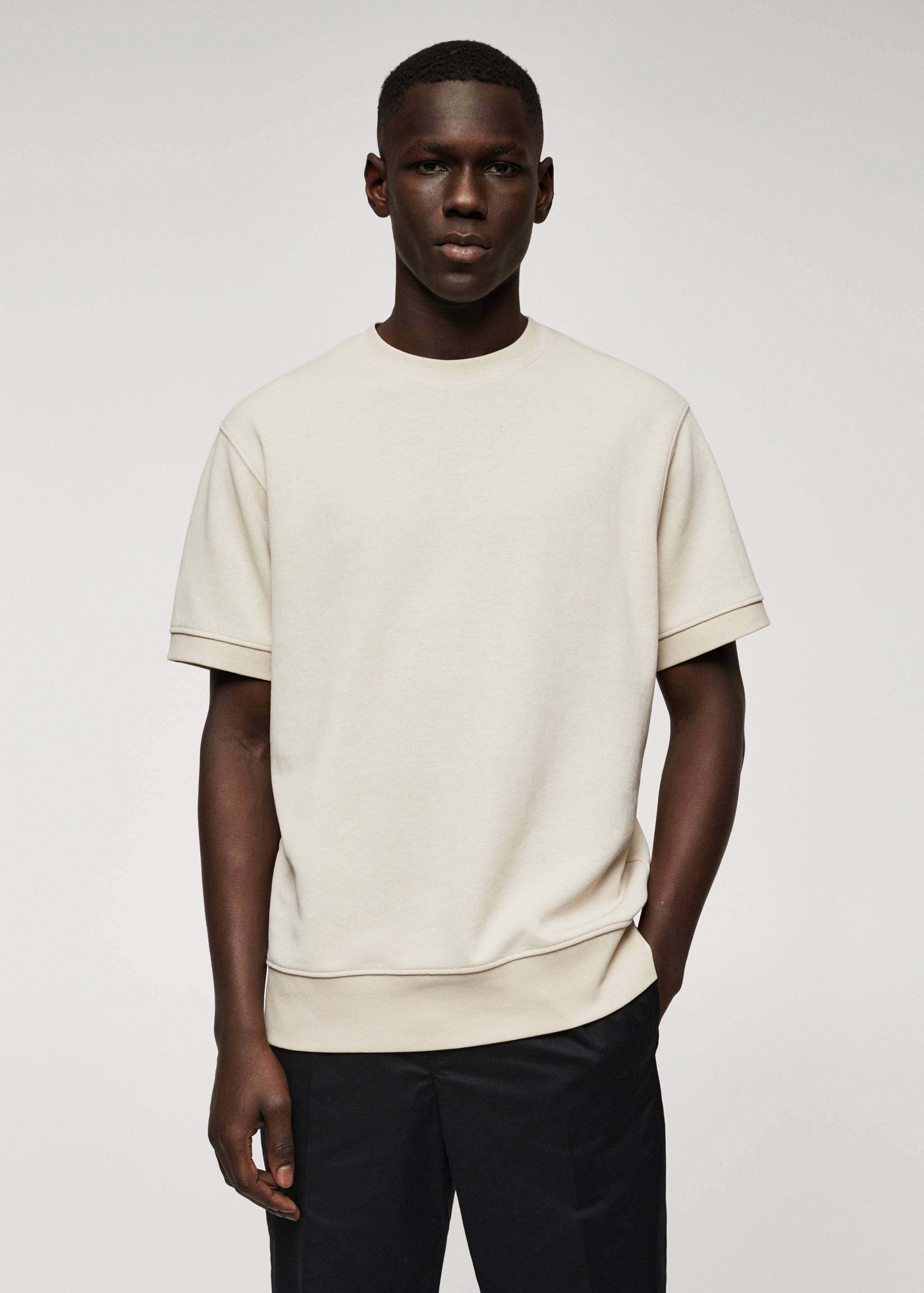 Sweat-shirt tissu éponge manches courtes - Plan moyen