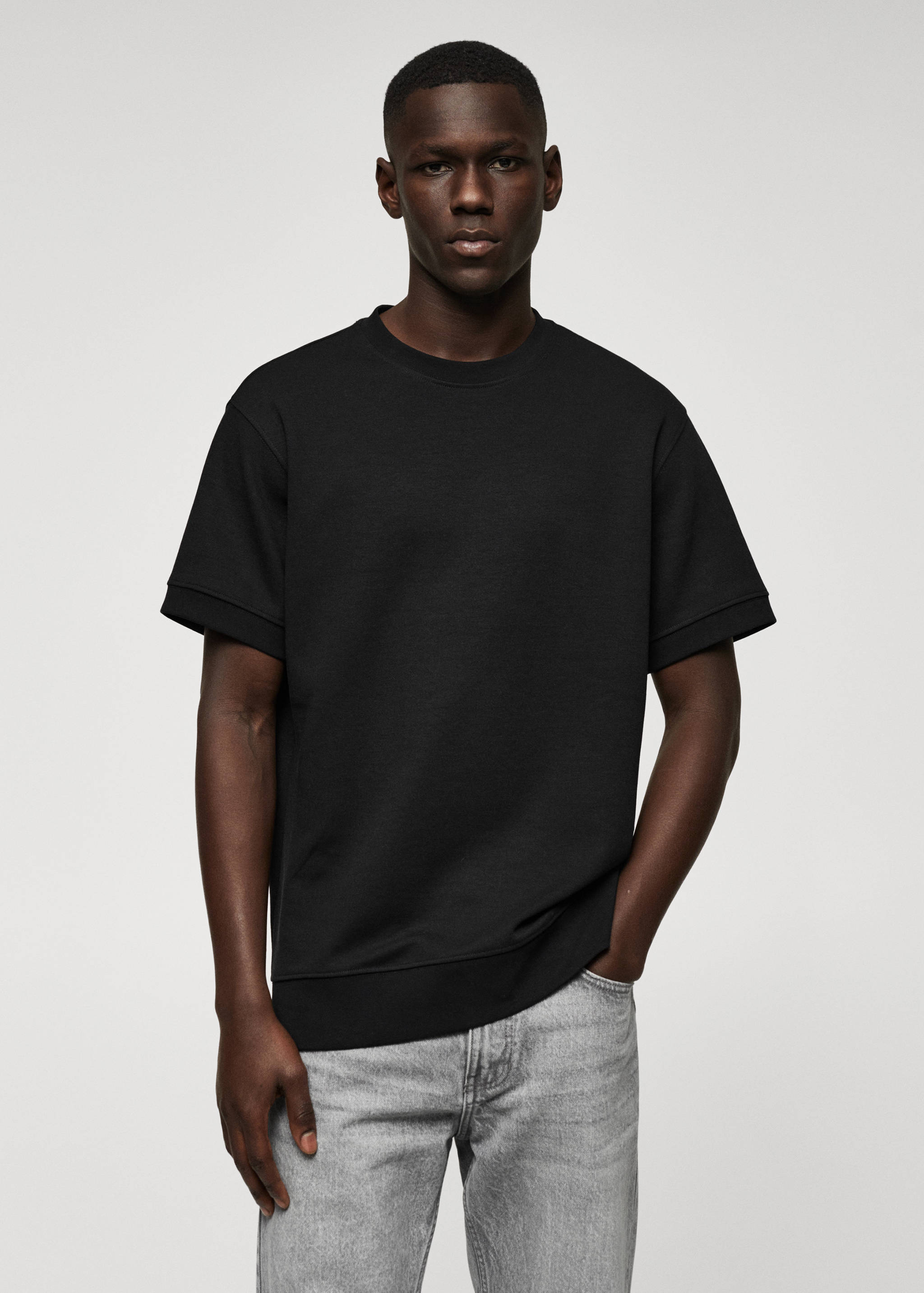 Sweat-shirt tissu éponge manches courtes - Plan moyen