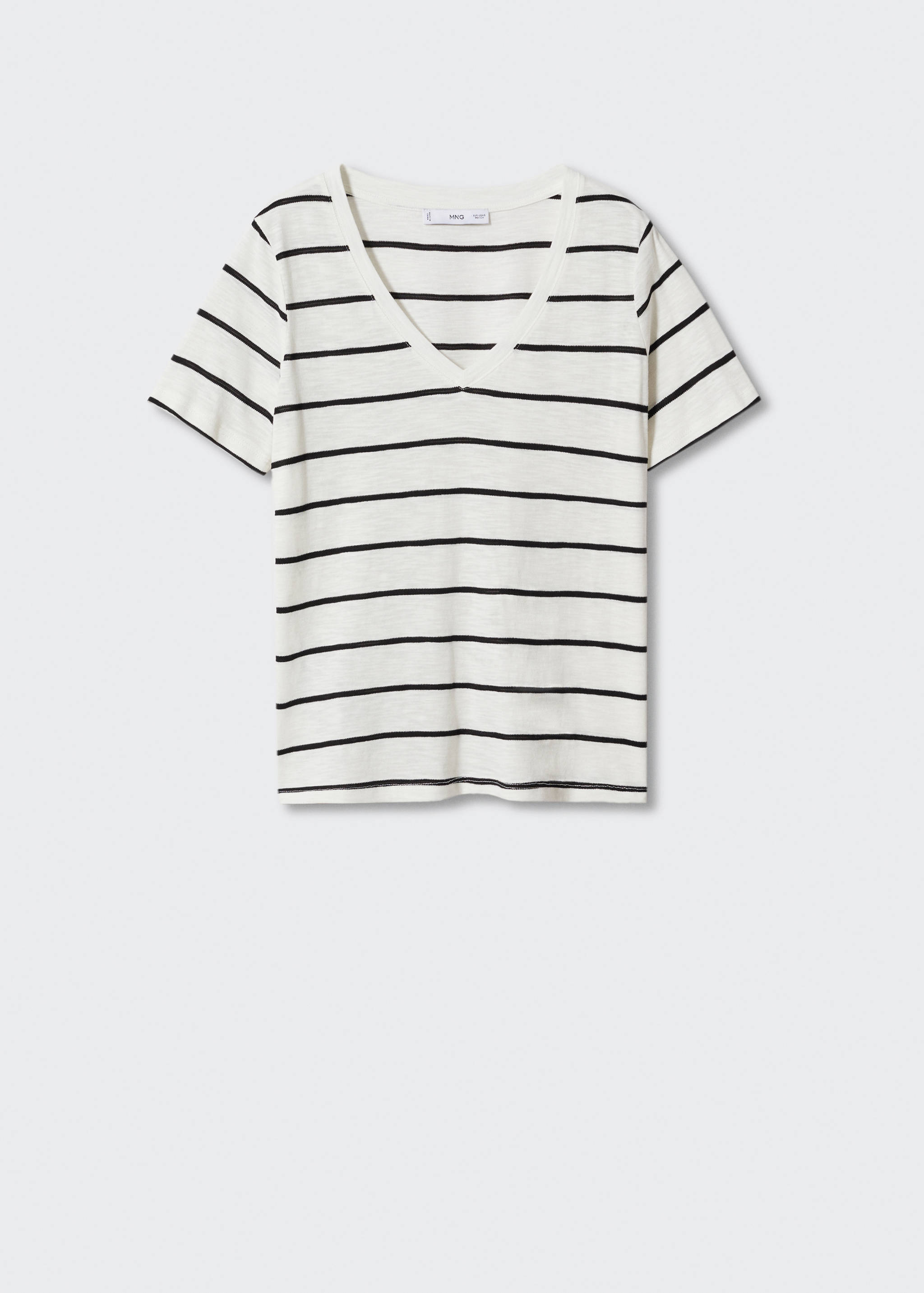 Полосатая футболка с V-образной горловиной - Изделие без модели