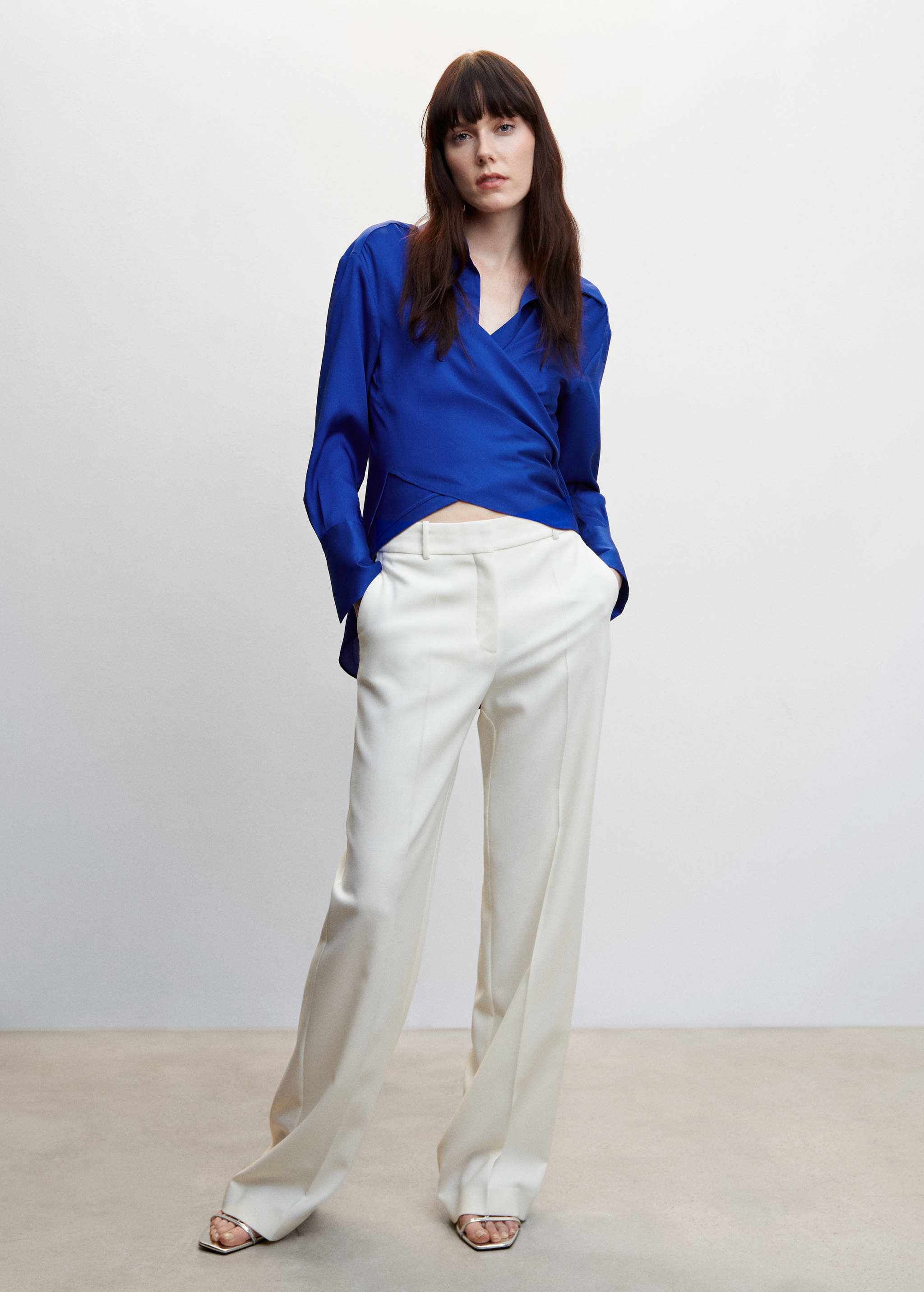 Satin wrap blouse - General plane
