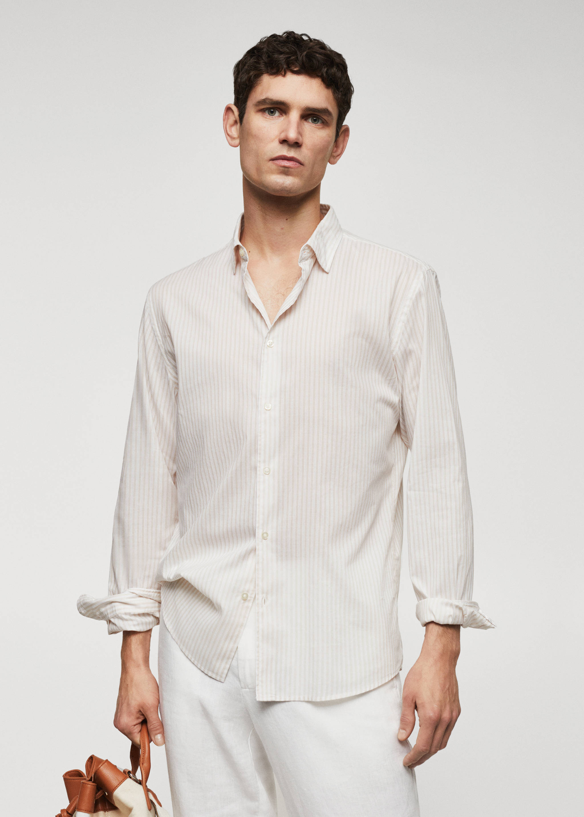 Рубашка 100% хлопок в полоску - Средний план