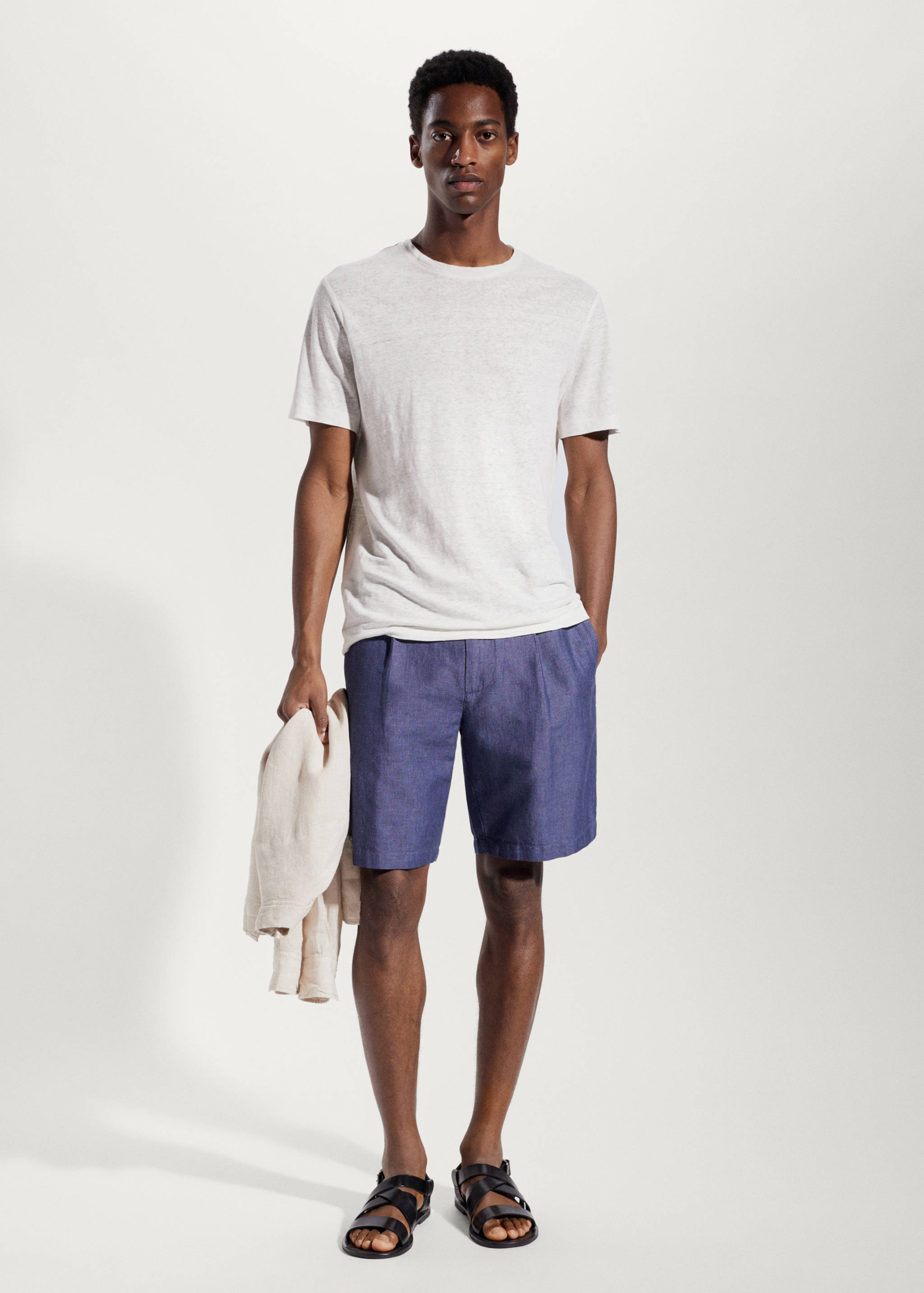 Drawstring linen Bermuda shorts - General plane