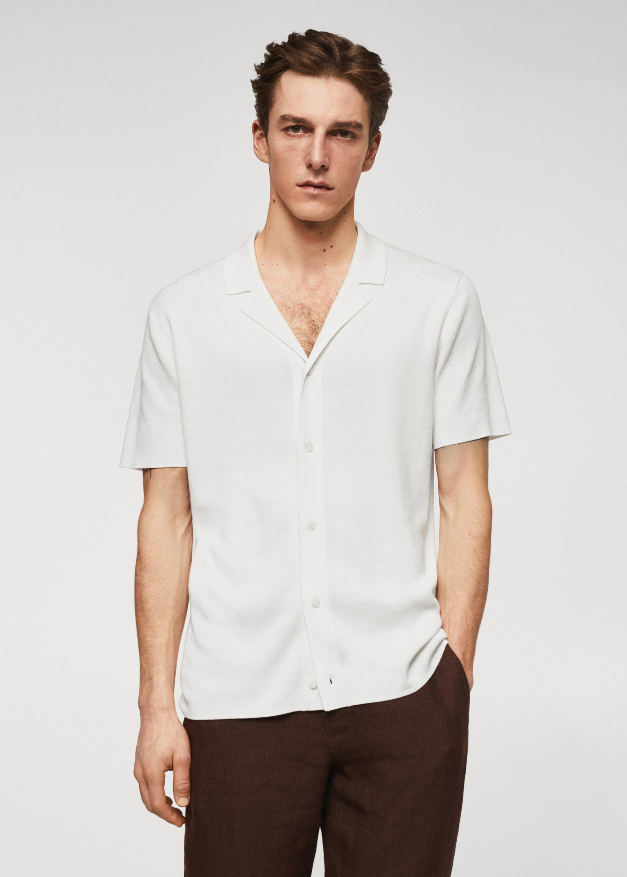 Regular-fit shirt with bowling neck - Medium plane