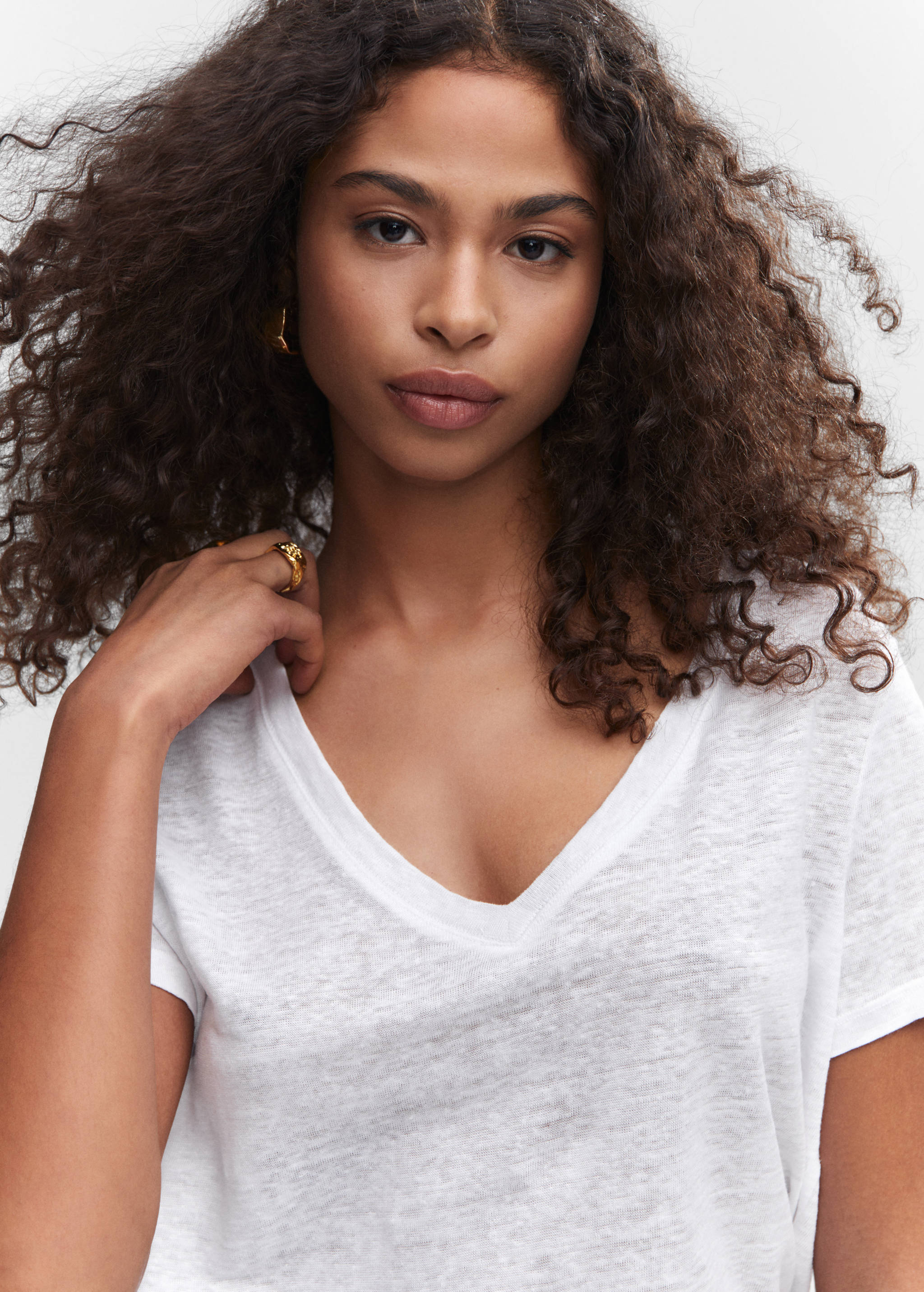 T-shirt lin col V - Détail de l'article 1