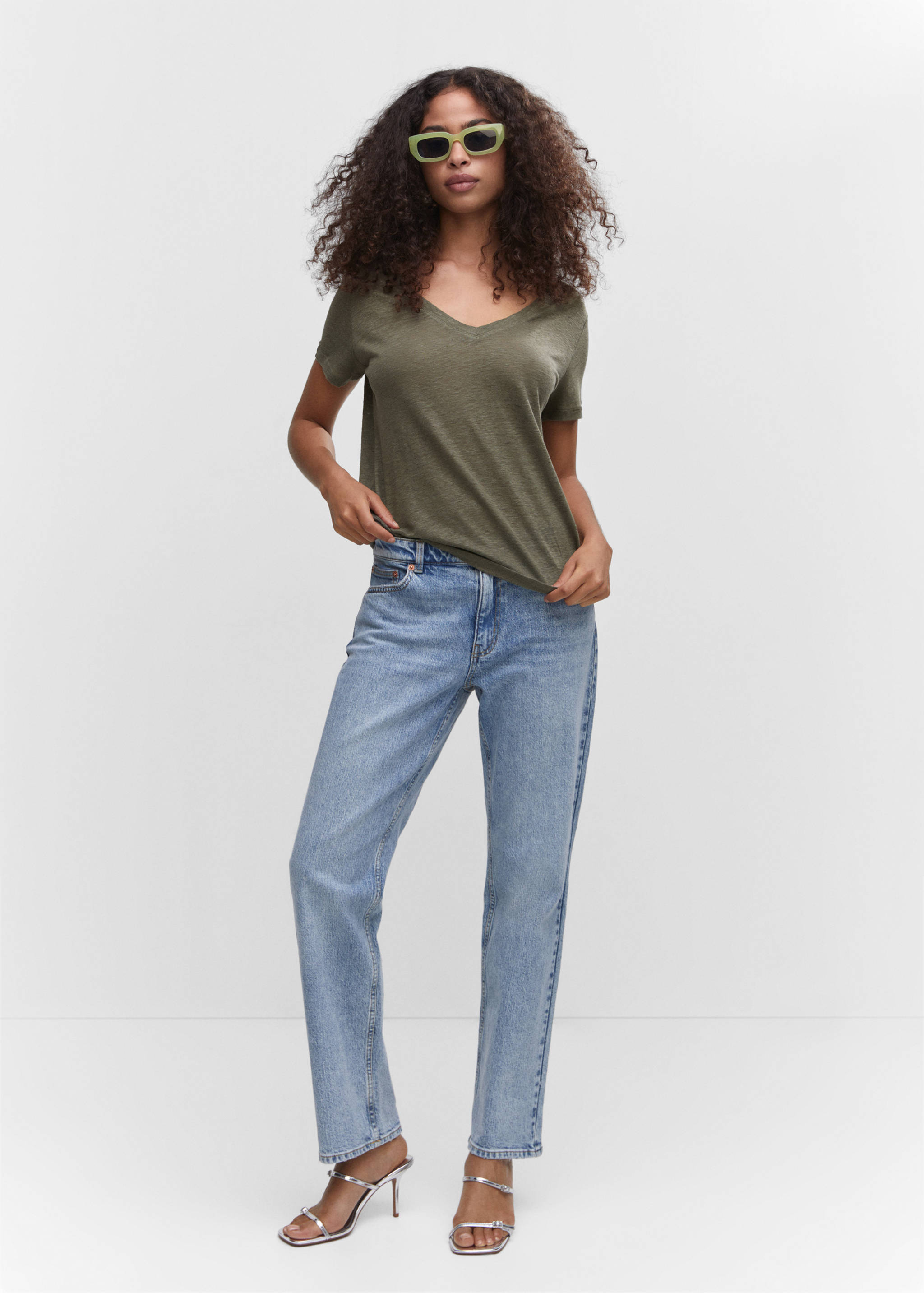 T-shirt lin col V - Plan général