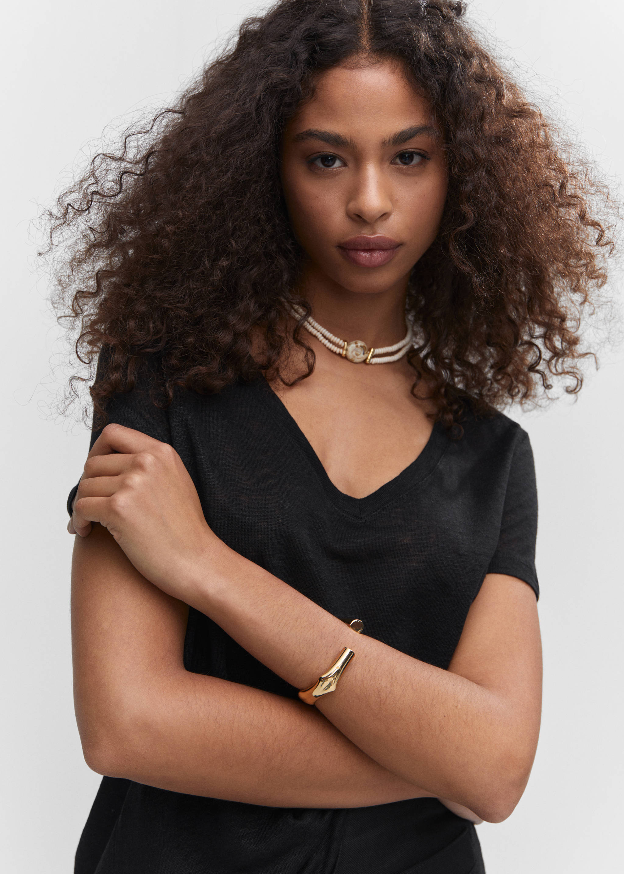 T-shirt lin col V - Détail de l'article 1