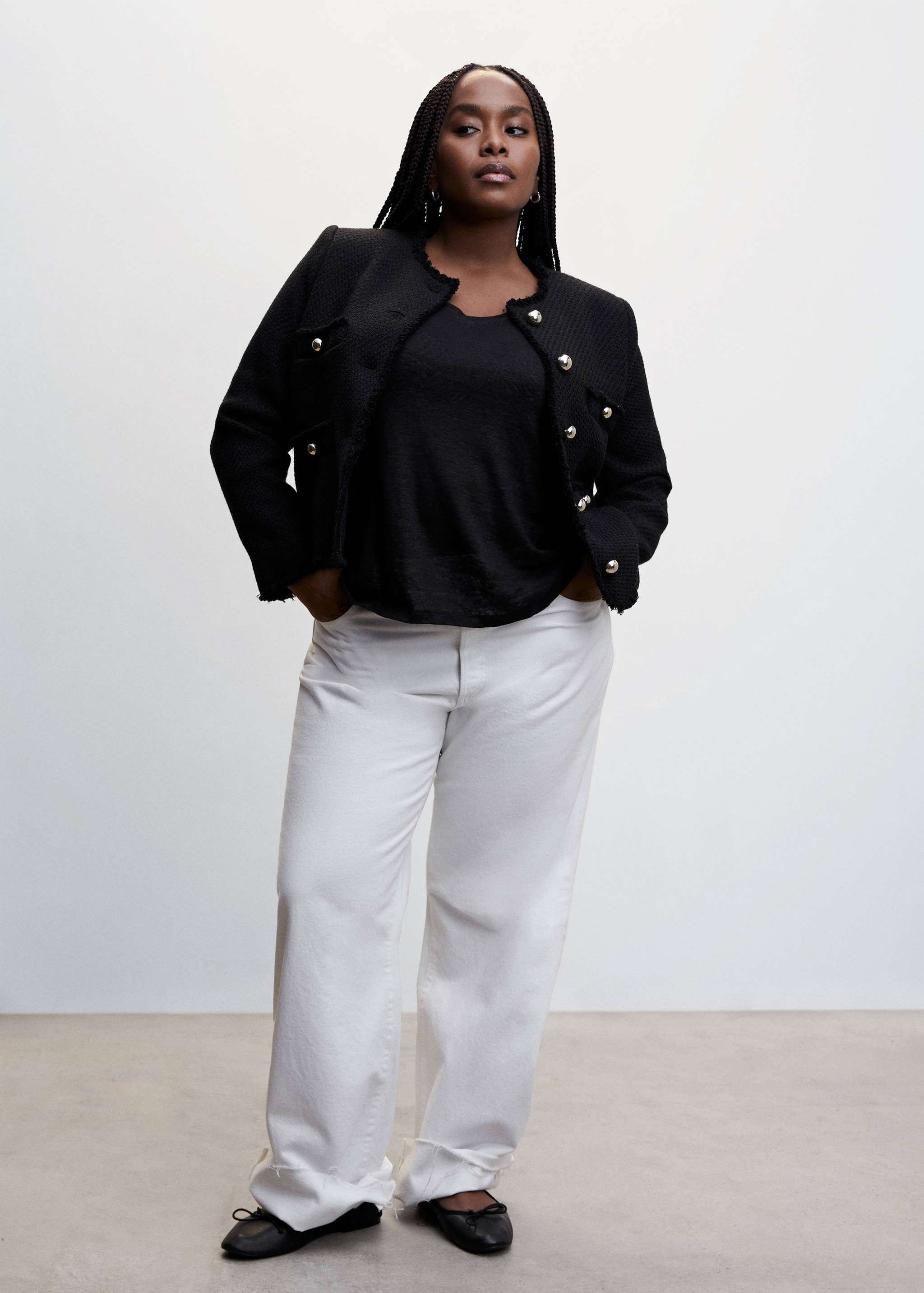 T-shirt lin col V - Détail de l'article 3