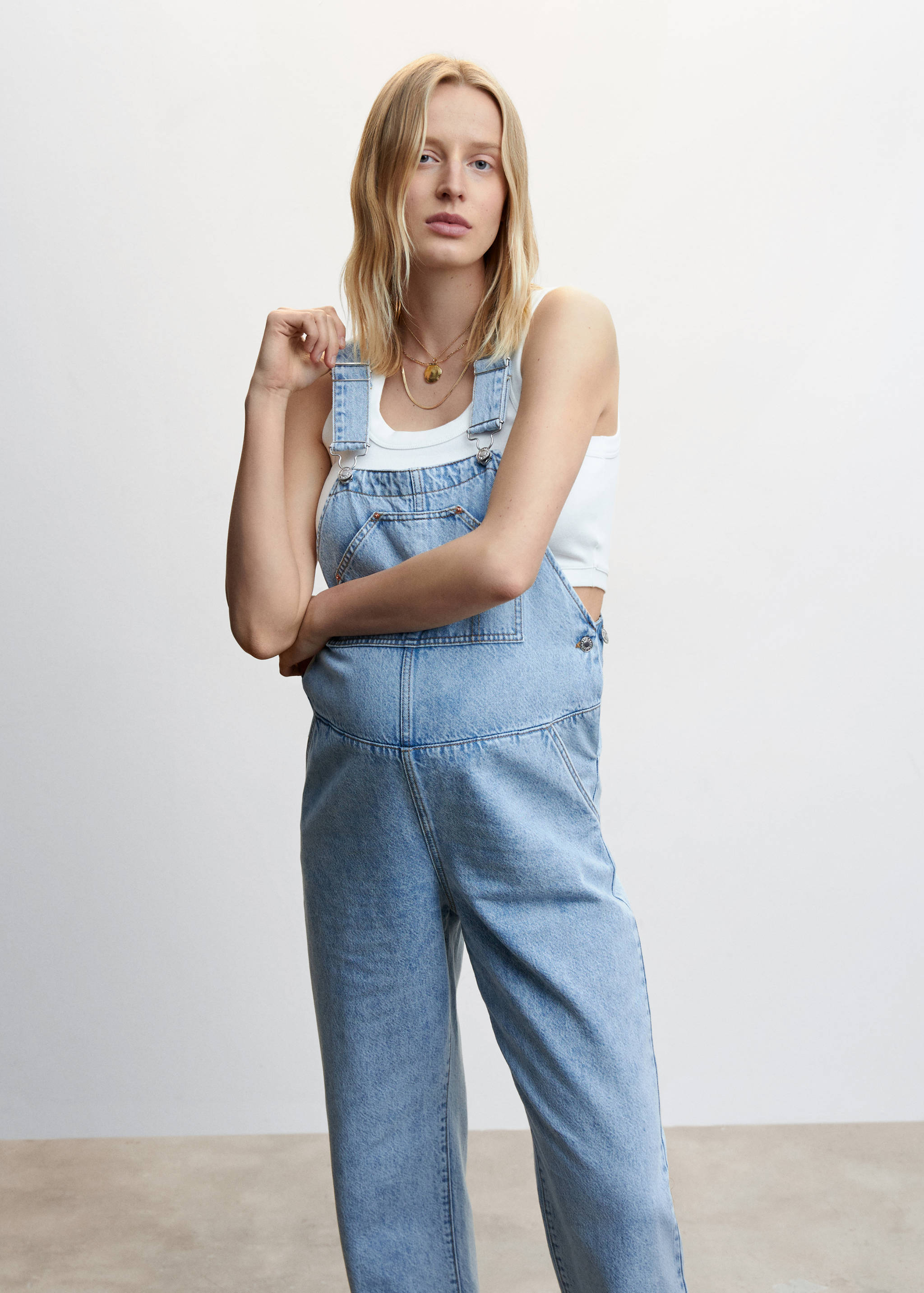 Maternity denim dungarees - Medium plane