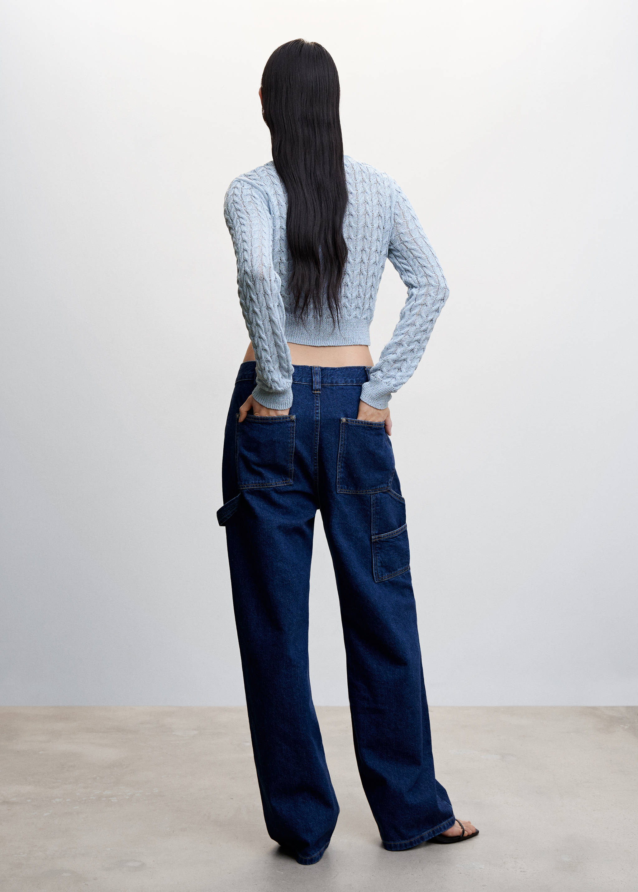 Cable-knit cropped cardigan - Reverse of the article
