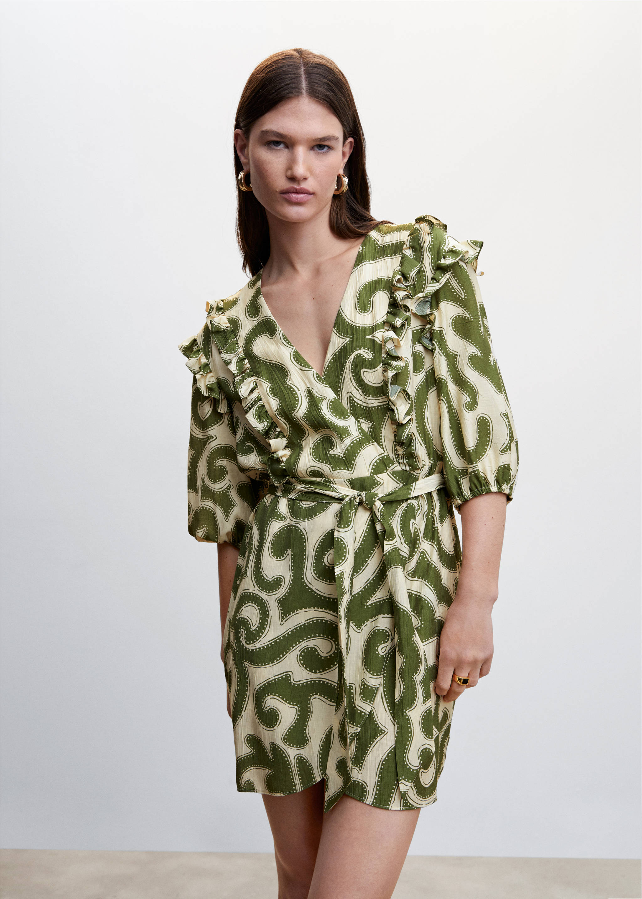 Ruffled printed dress - Medium plane