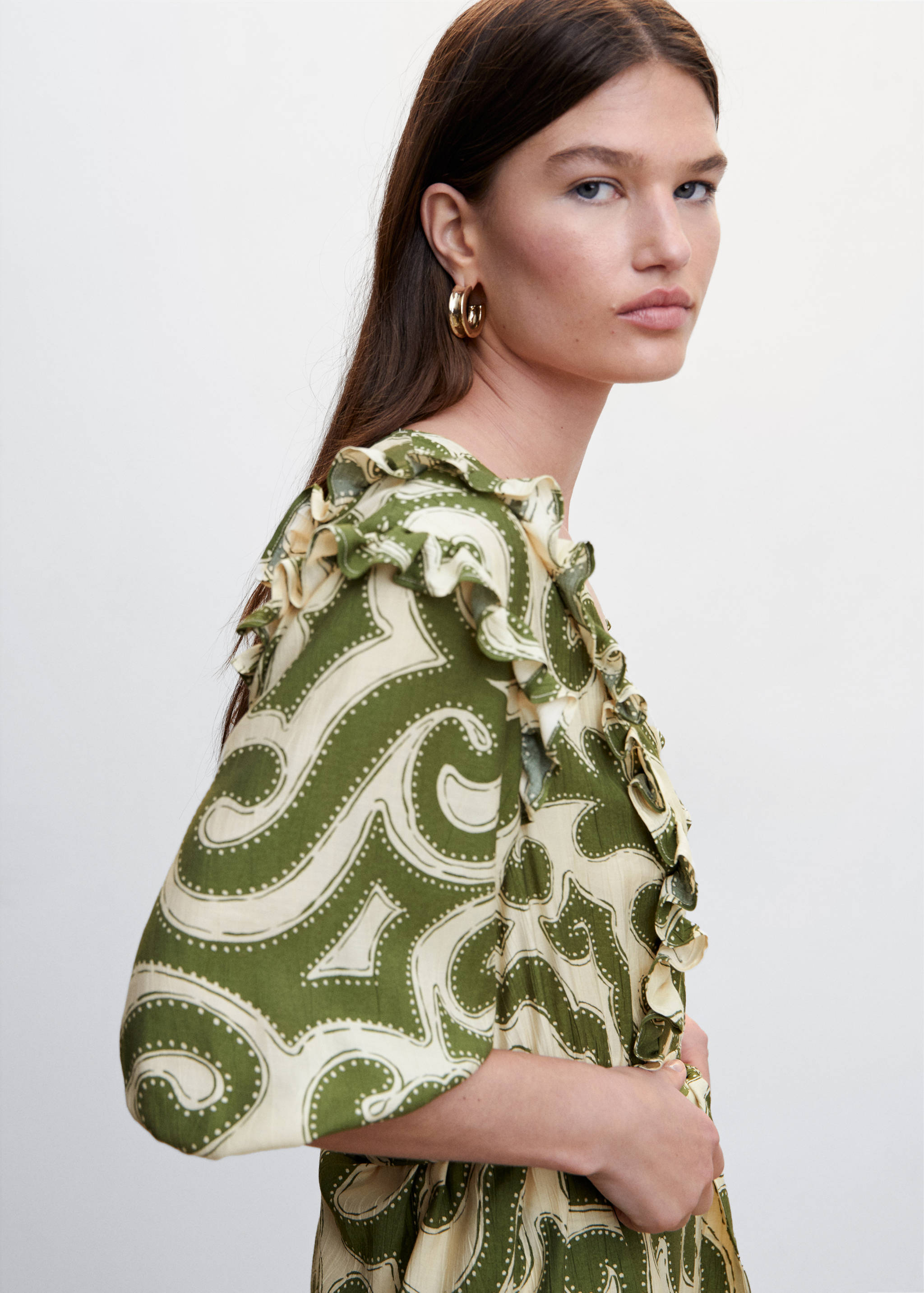 Ruffled printed dress - Details of the article 1