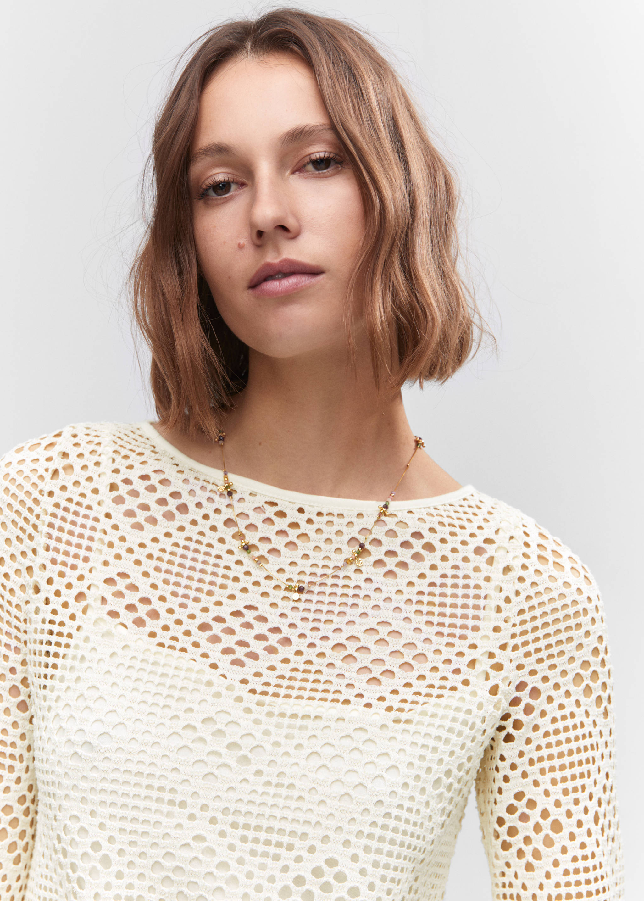 Geometric-pattern openwork dress - Details of the article 1