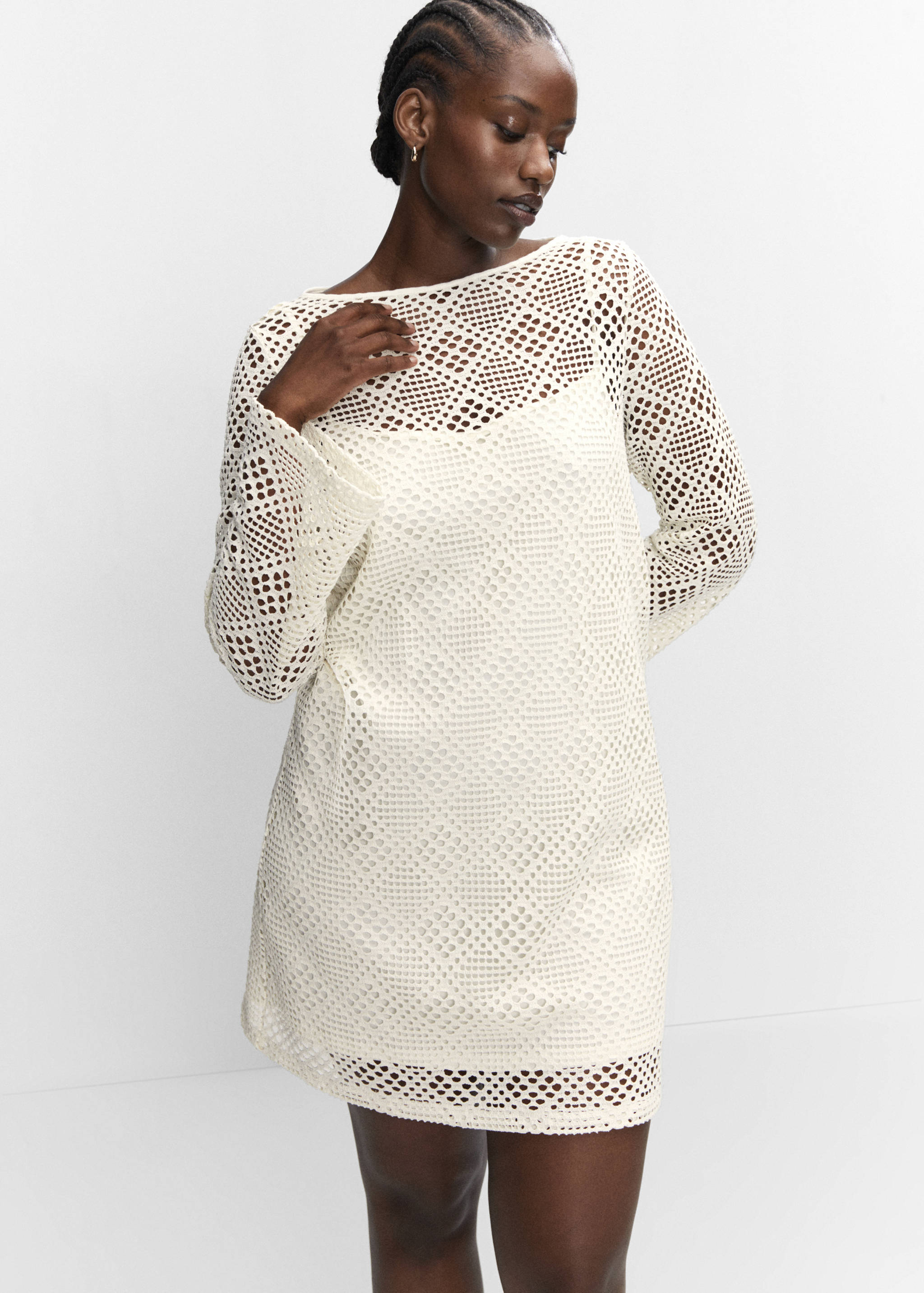 Geometric-pattern openwork dress - Details of the article 5