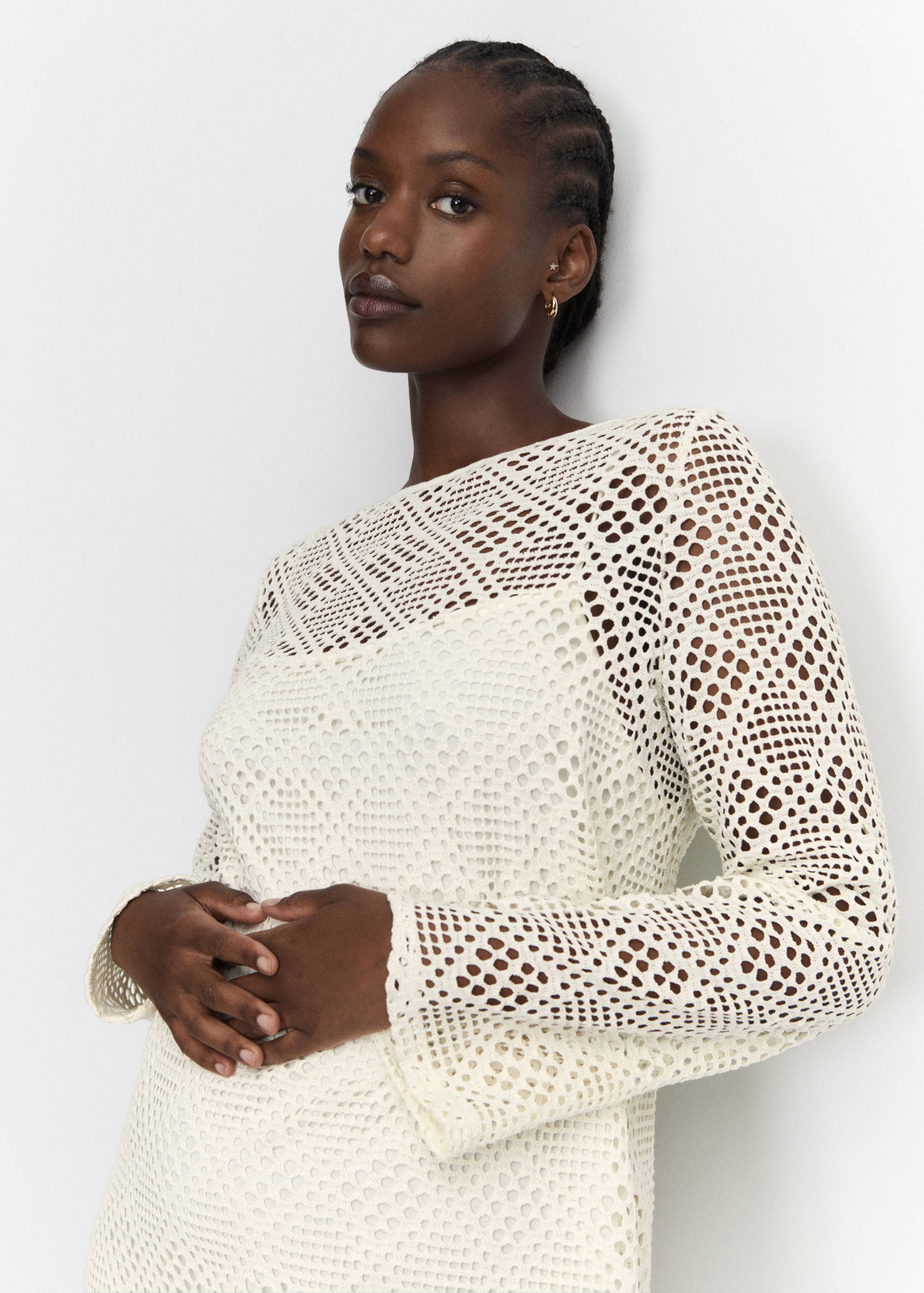 Geometric-pattern openwork dress - Details of the article 4