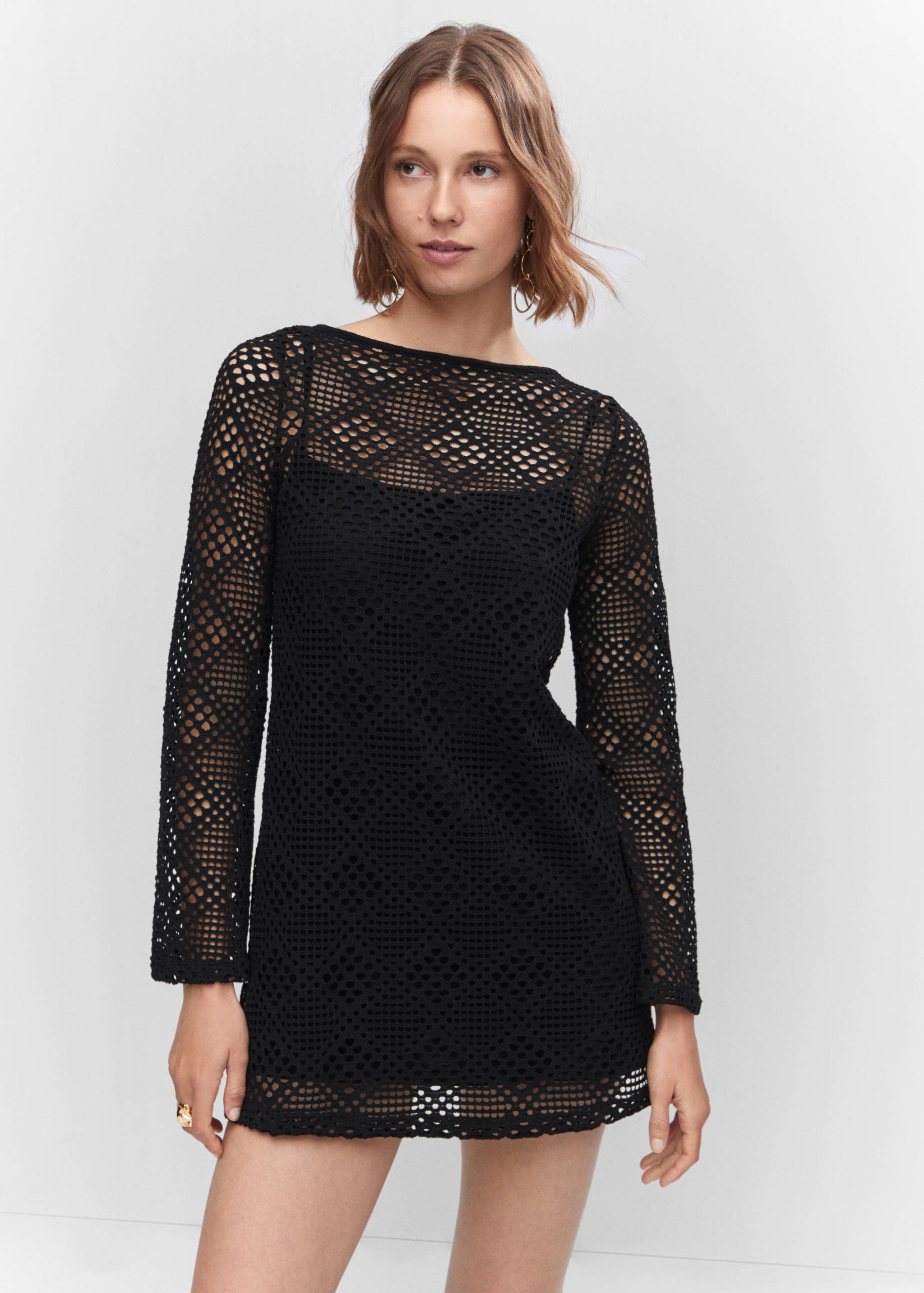 Geometric-pattern openwork dress - Medium plane