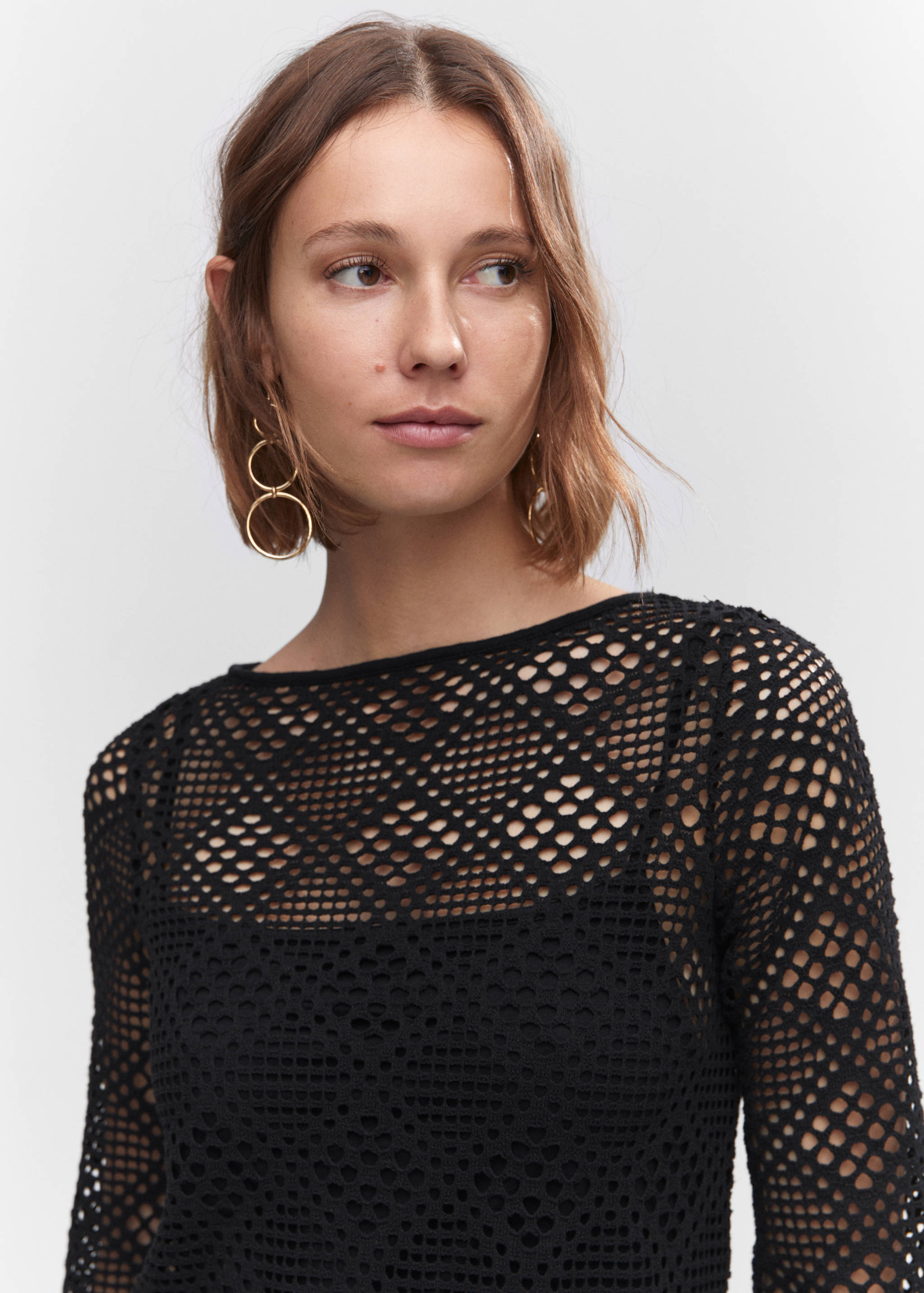 Geometric-pattern openwork dress - Details of the article 1