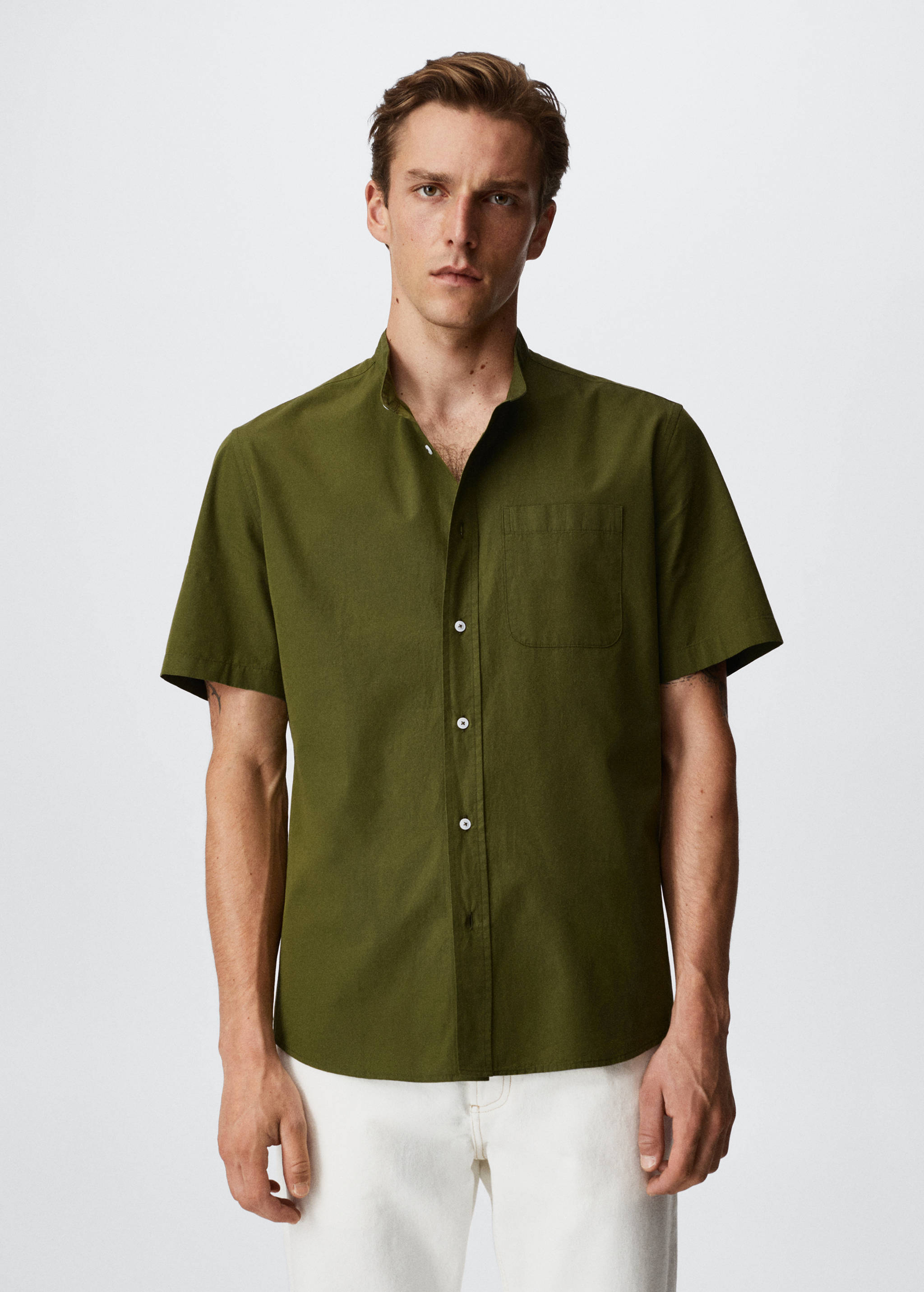 Chemise en coton col mao - Plan moyen