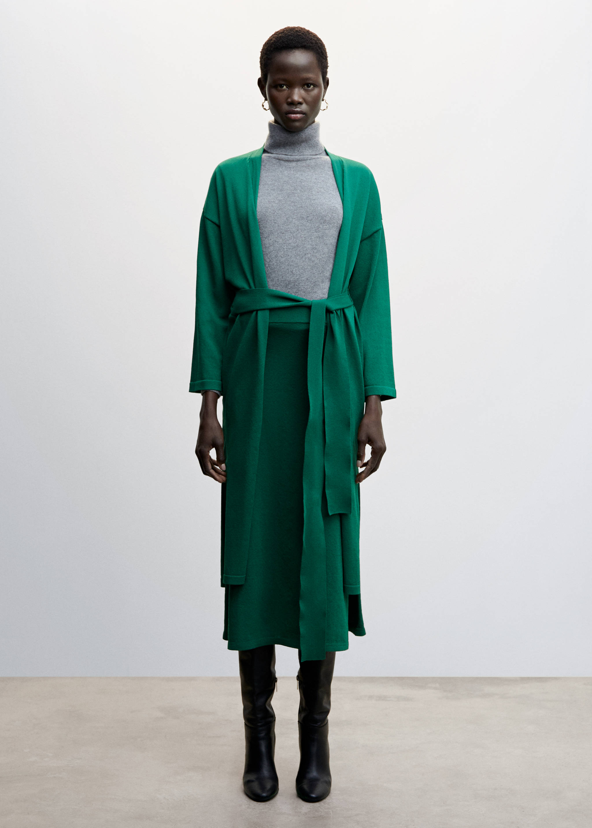 蝴蝶结长款开衫 - null