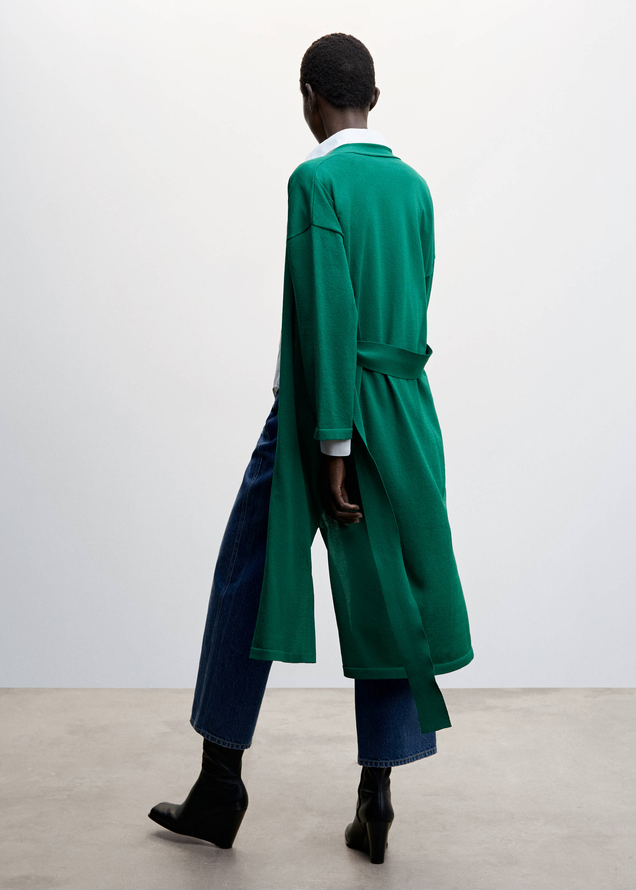 蝴蝶结长款开衫 - null