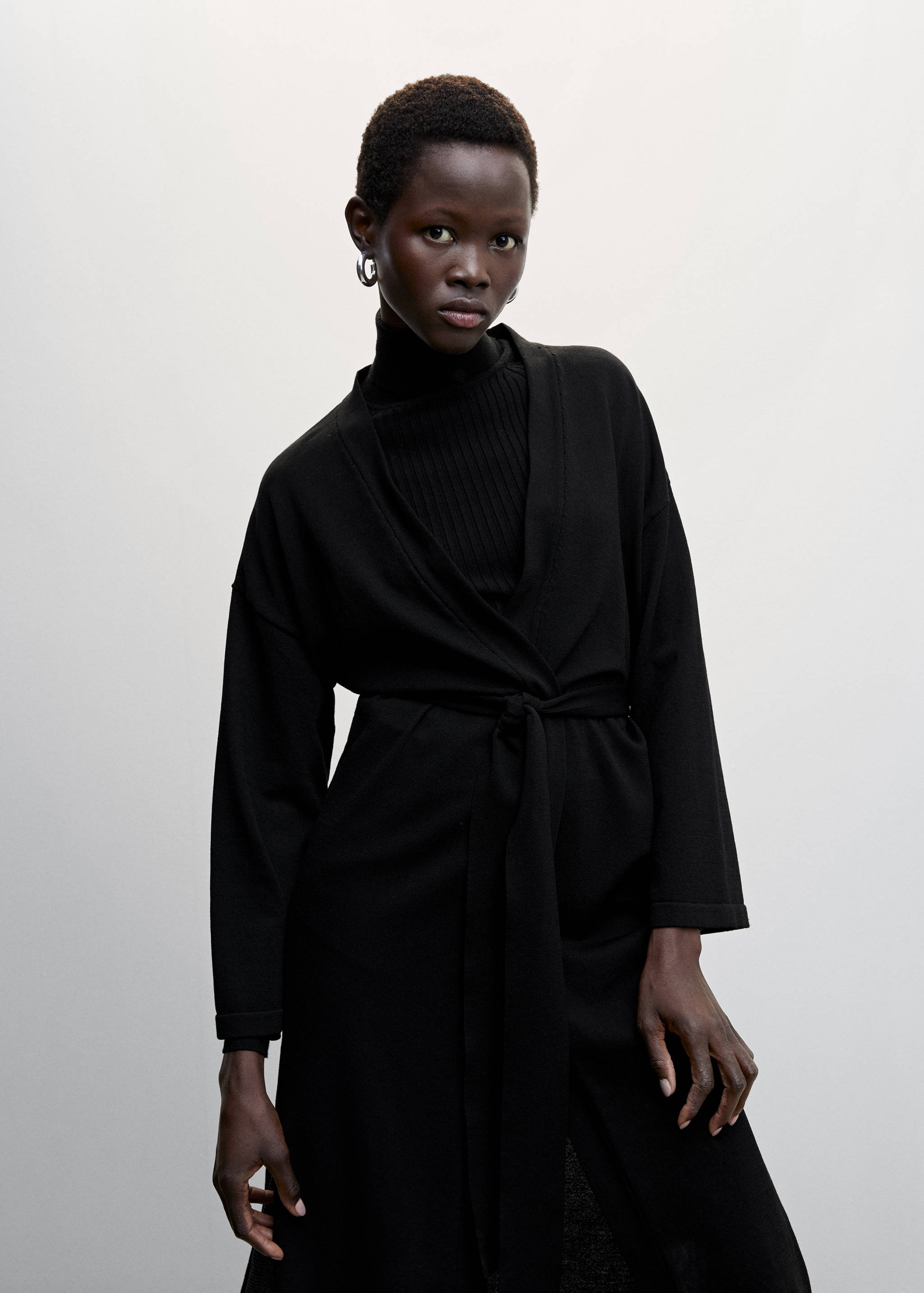 蝴蝶结长款开衫 - null