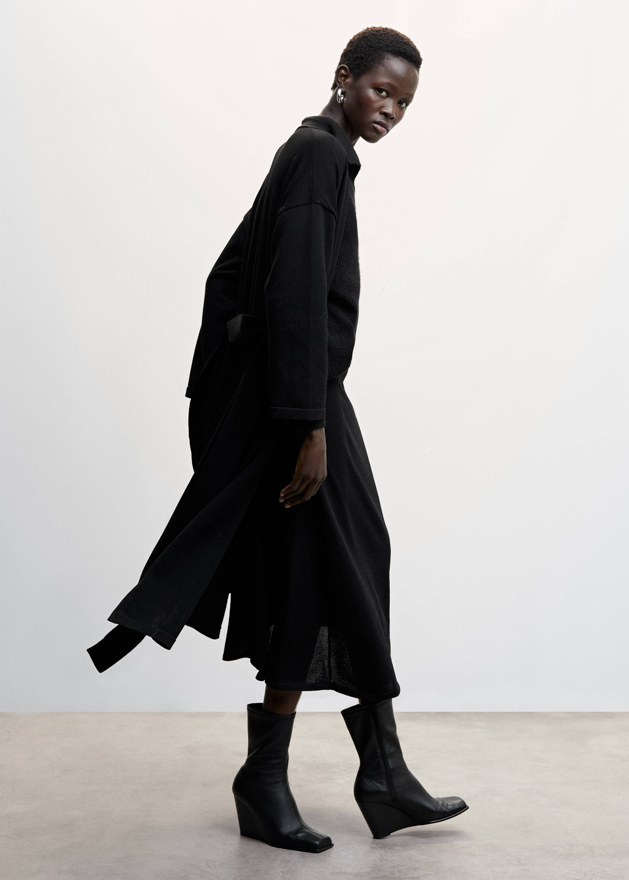 蝴蝶结长款开衫 - null