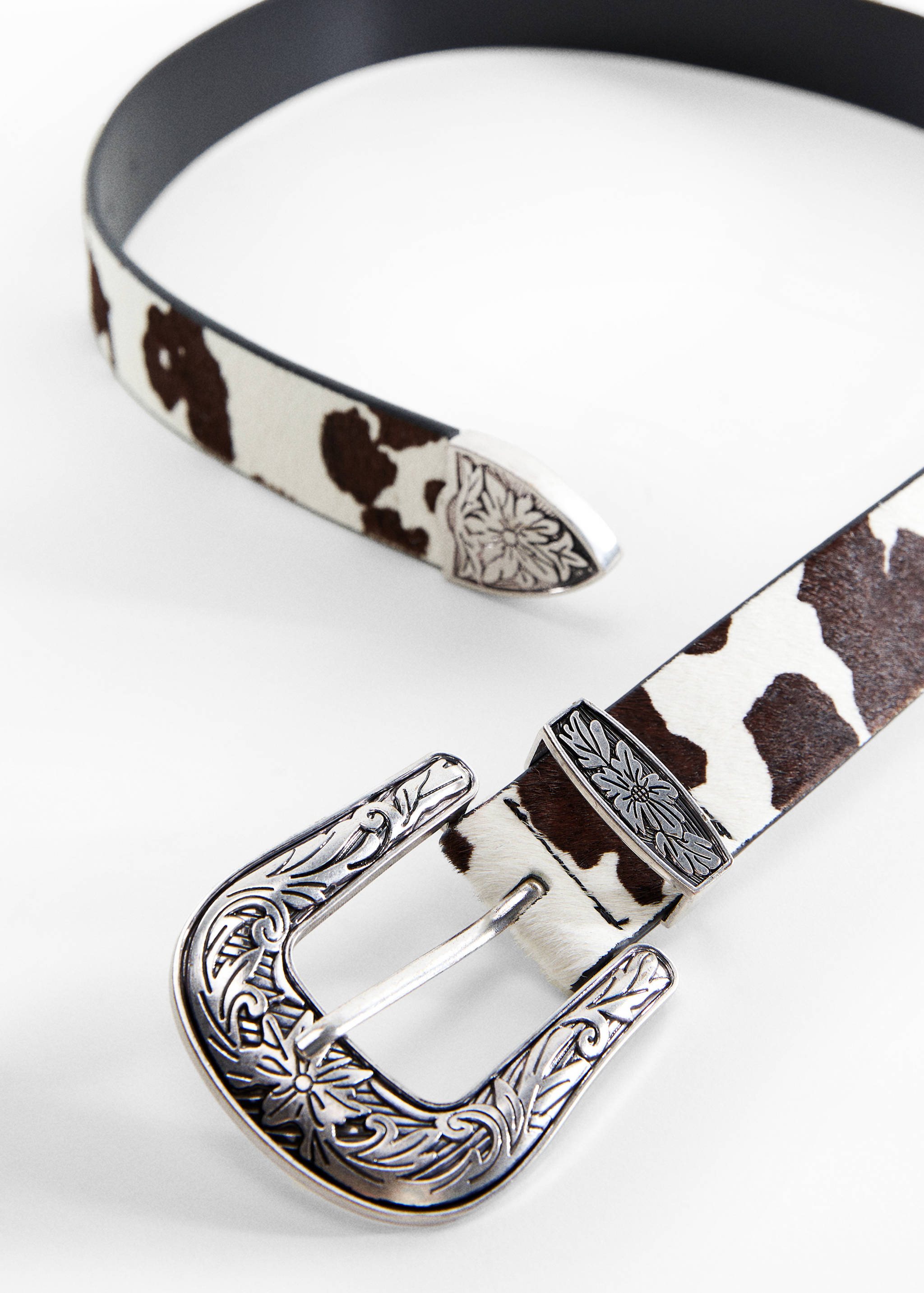 Animal print leather belt - Medium plane