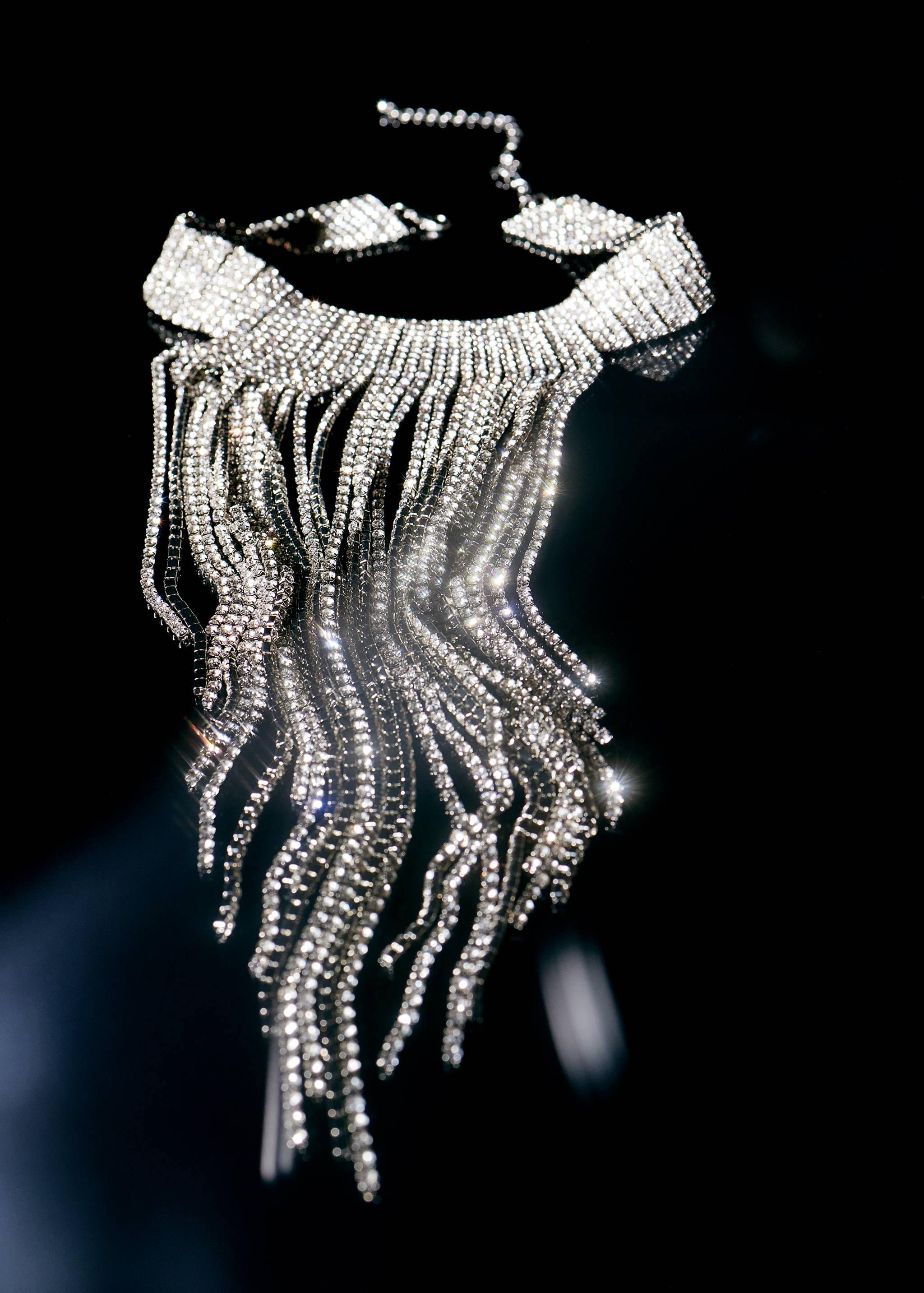 流苏水晶项圈项链 - null