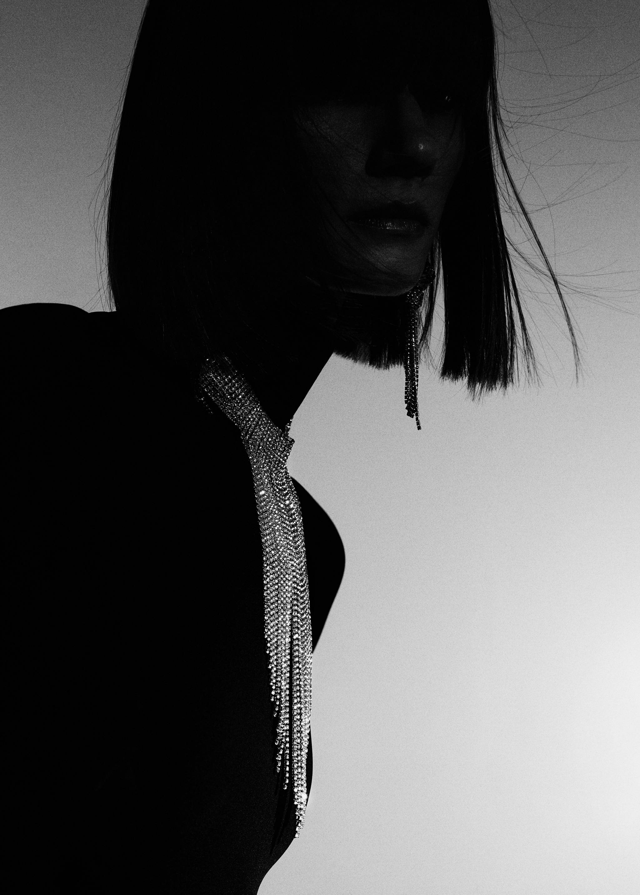 流苏水晶项圈项链 - null