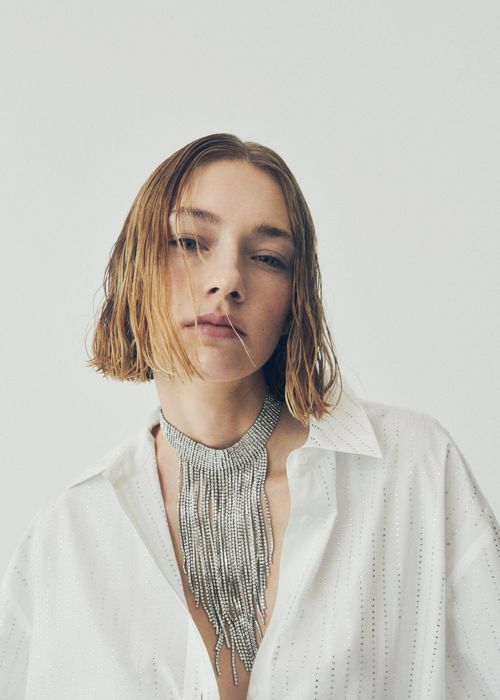 流苏水晶项圈项链 - null