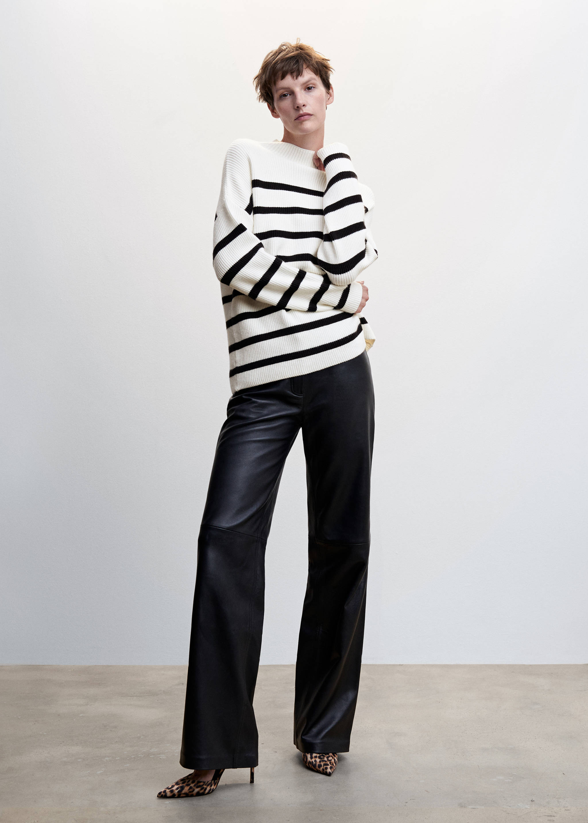 Perkins-neck rib-knit  sweater - General plane