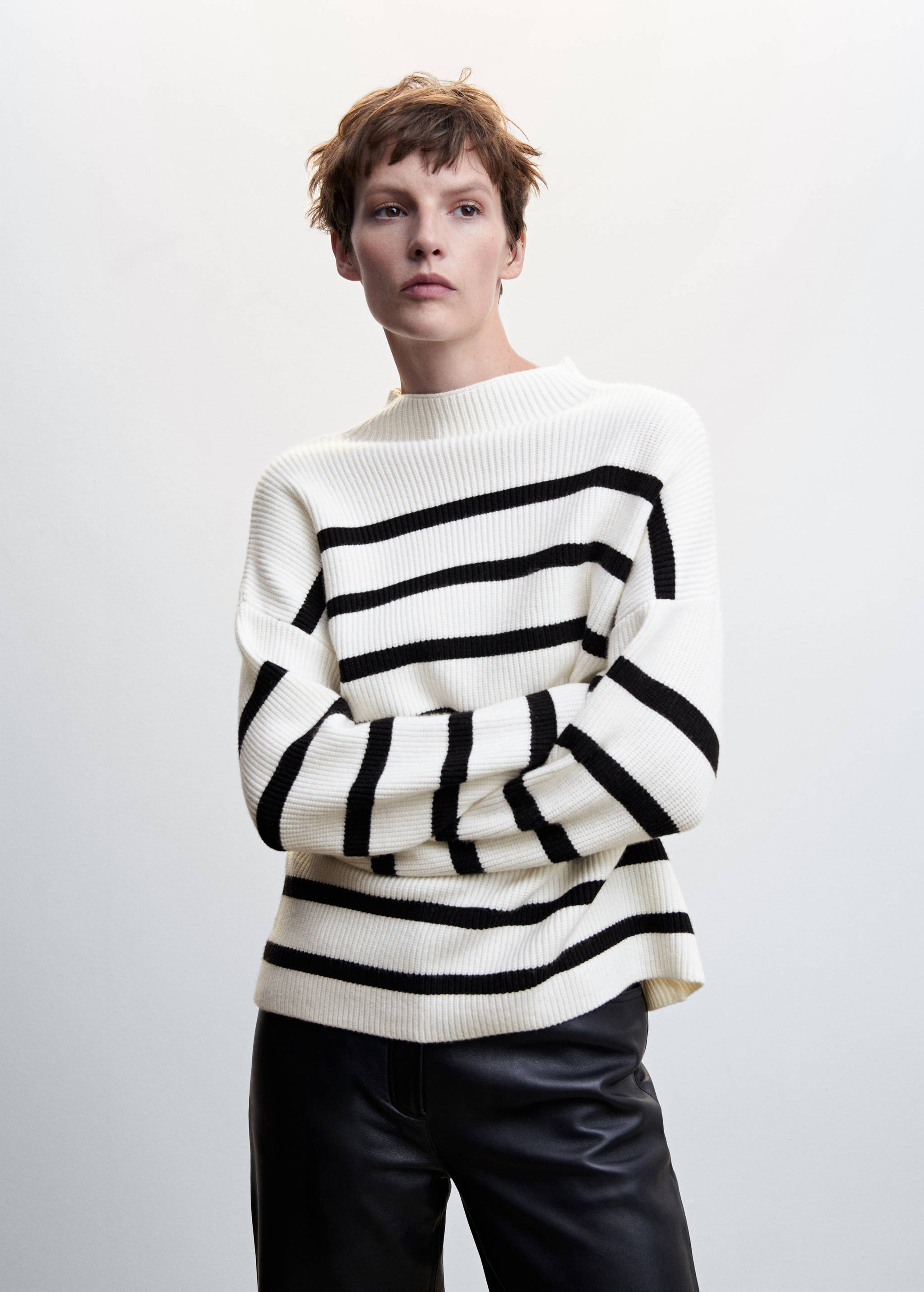 Perkins-neck rib-knit  sweater - Medium plane