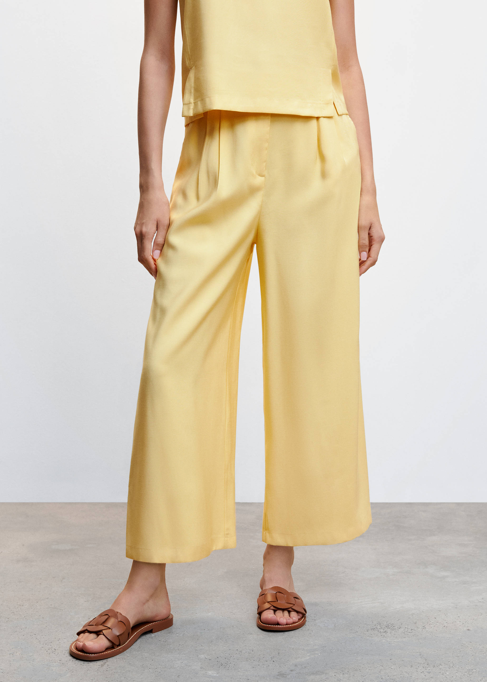 Pleated culottes trousers - Medium plane