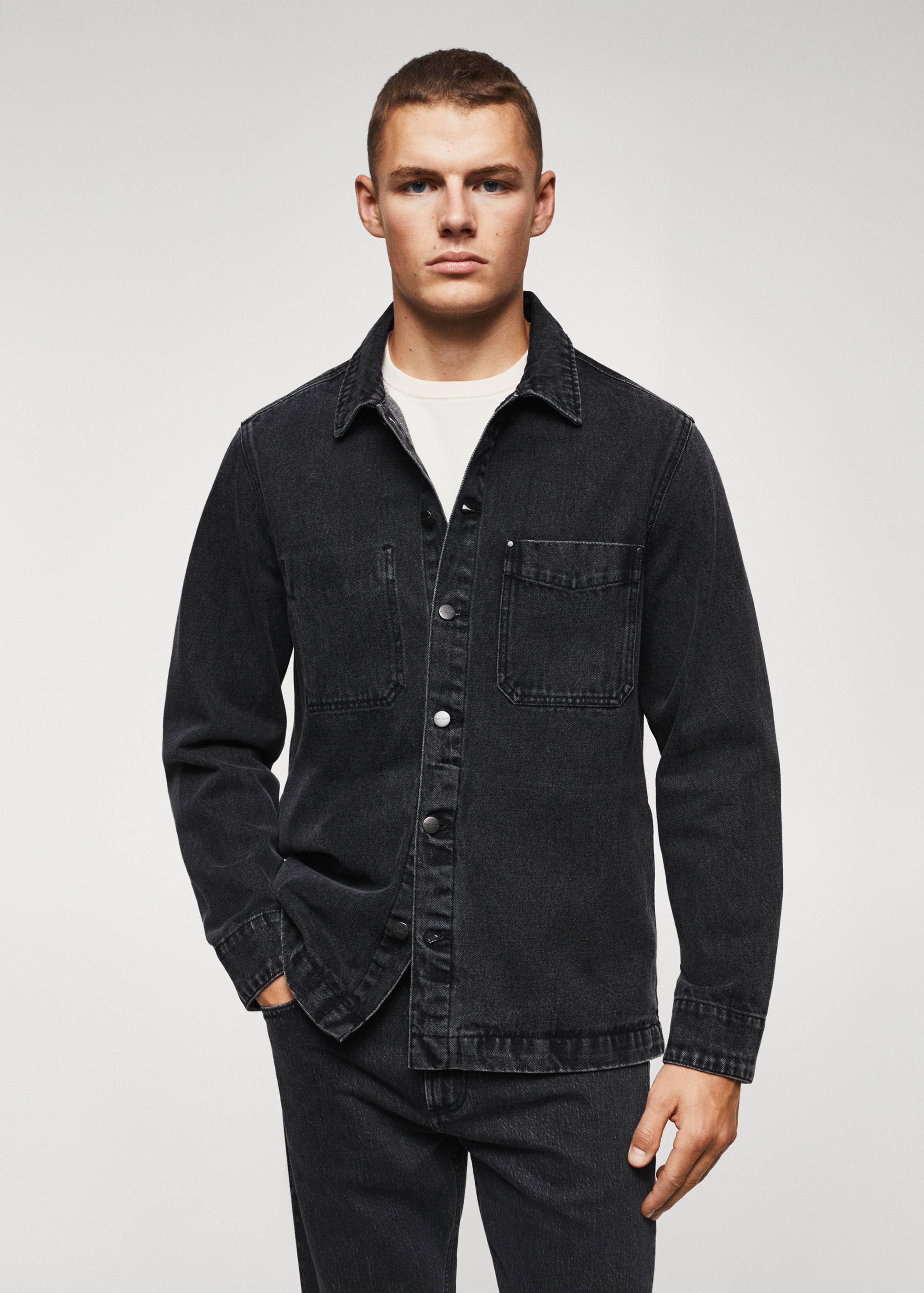 Pocket denim overshirt - Medium plane