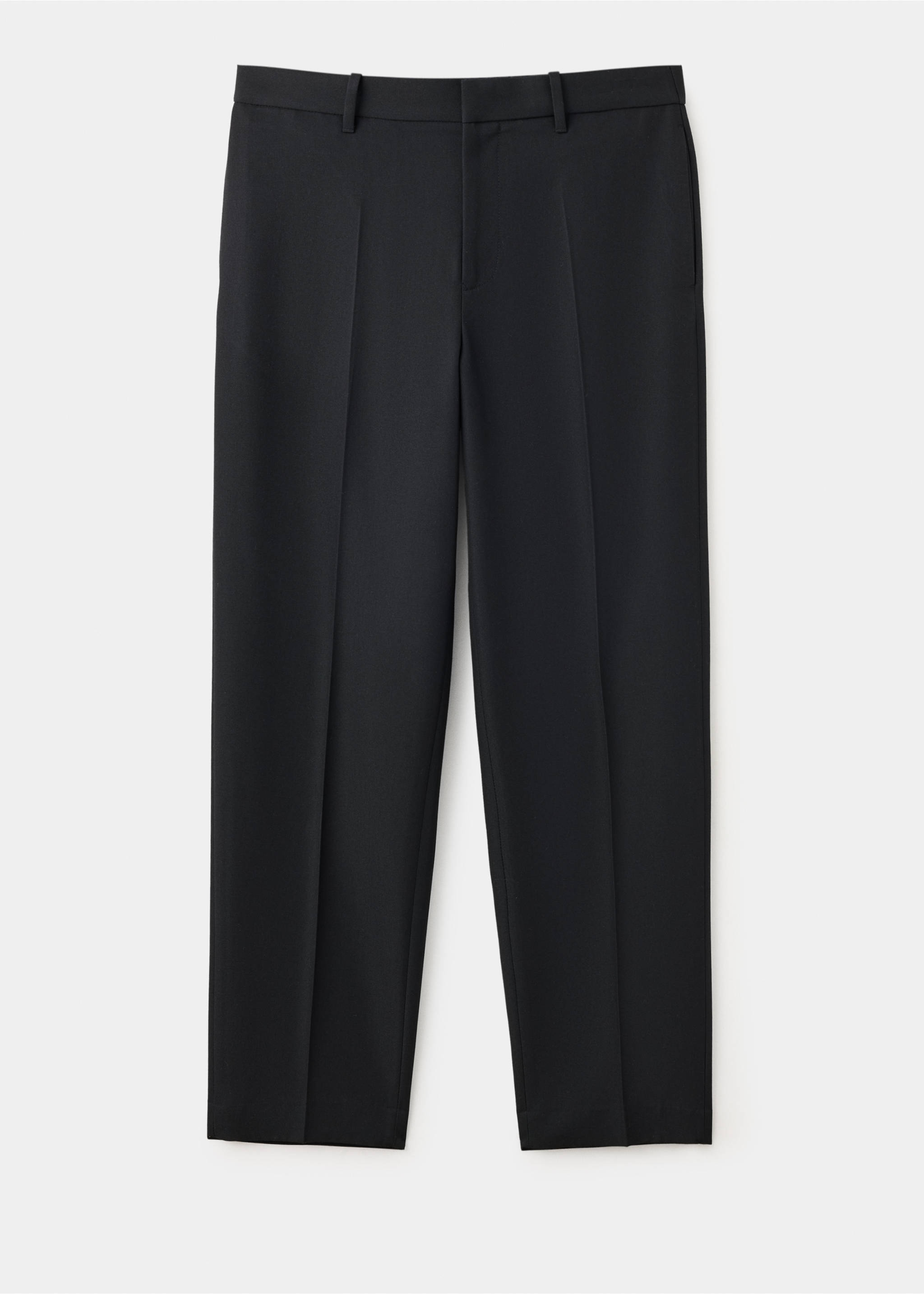 Pantalón recto de color negro con trabillas y raya planchada., Negro. Ref: 47051322-00.