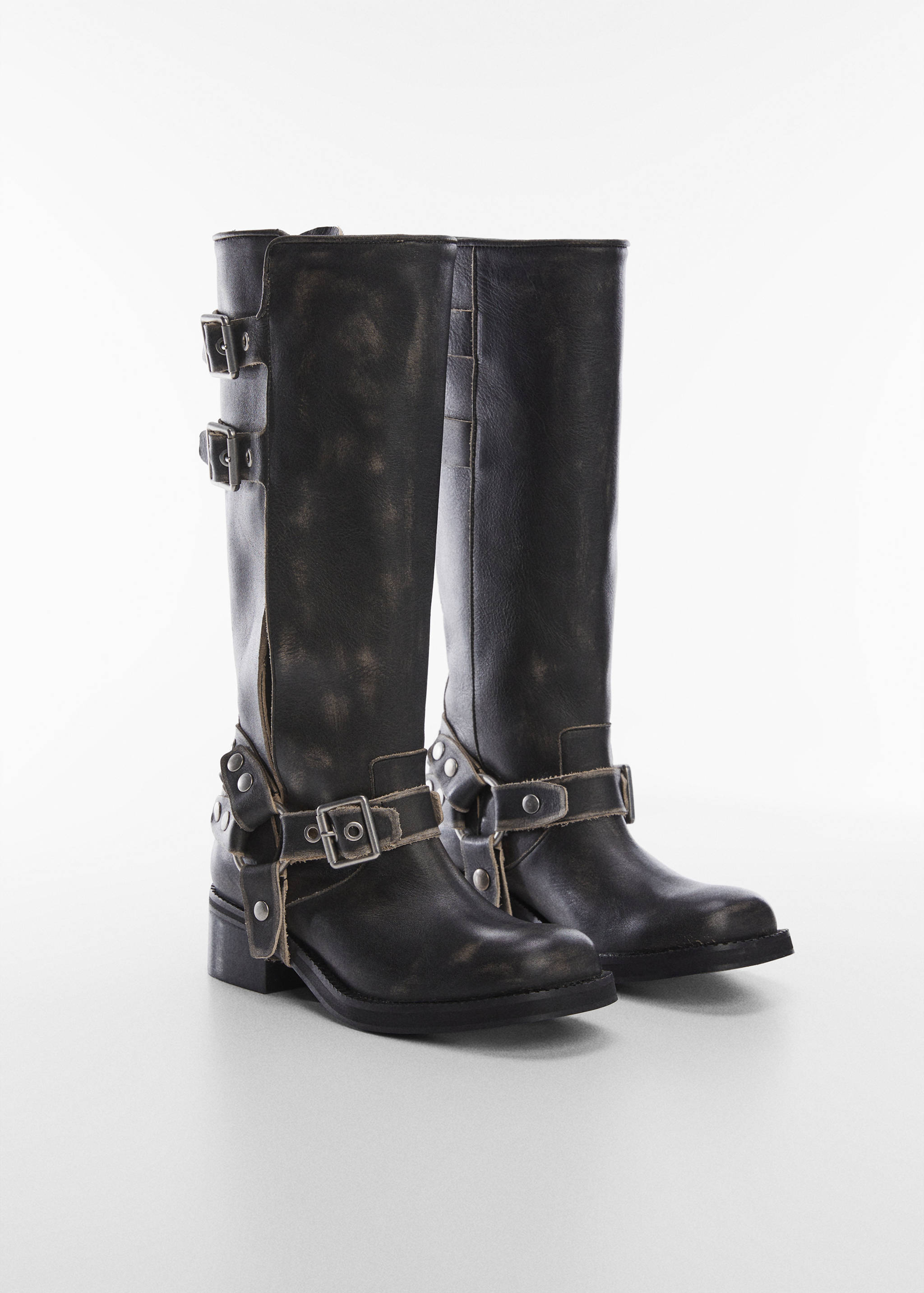 Buckles leather boots - Medium plane