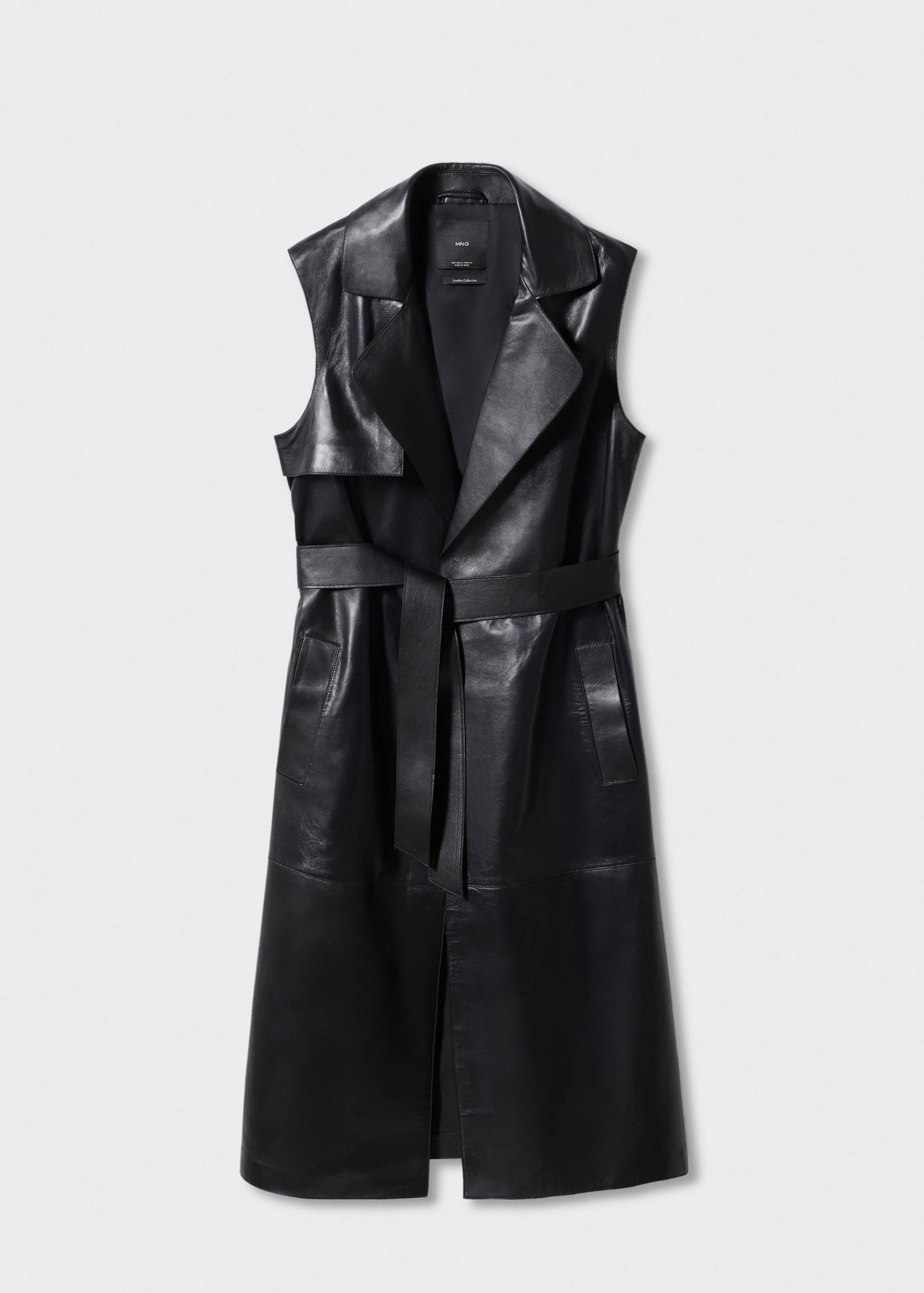 Long leather gilet - Article without model