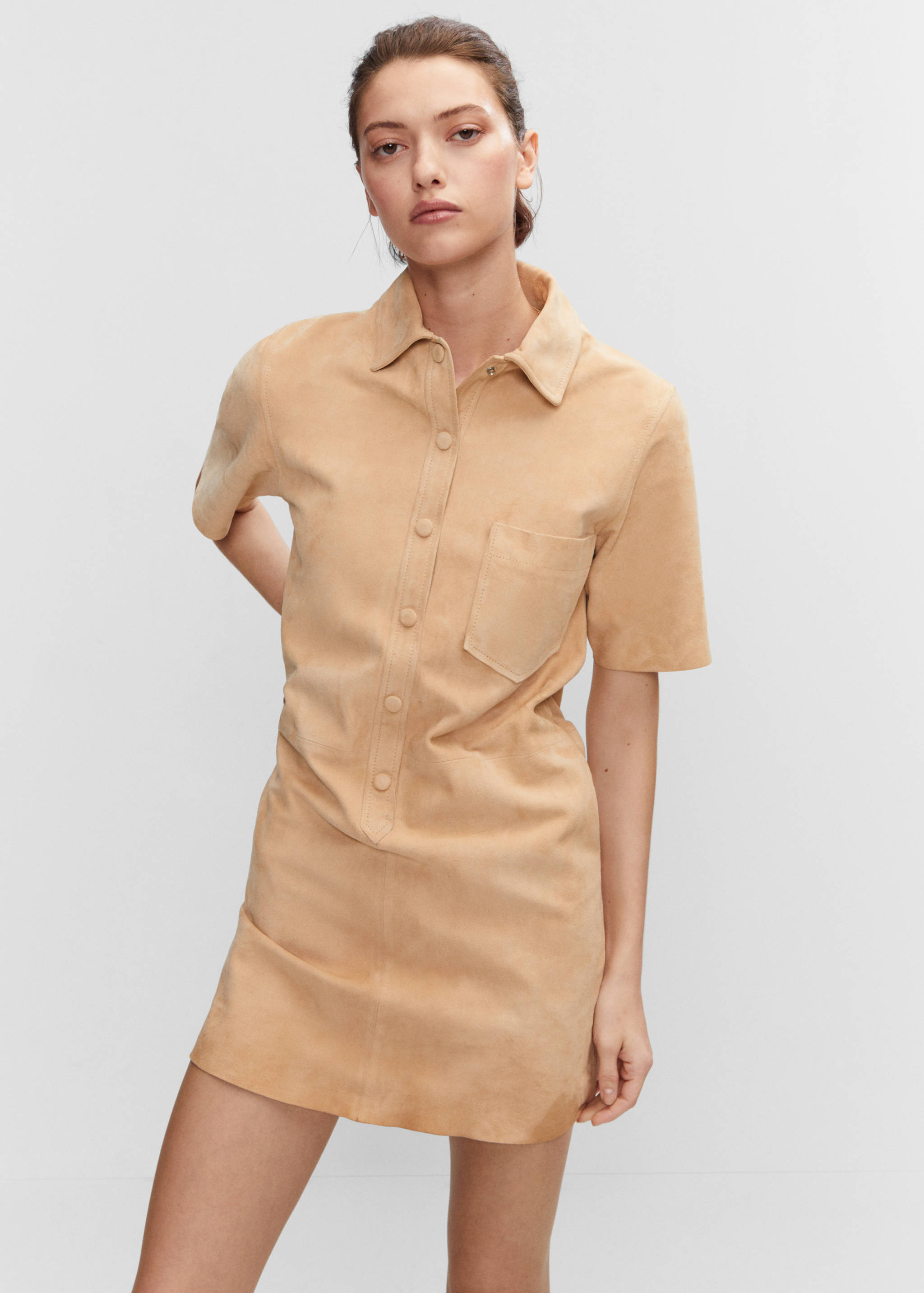 Vestido piel botones - Plano medio