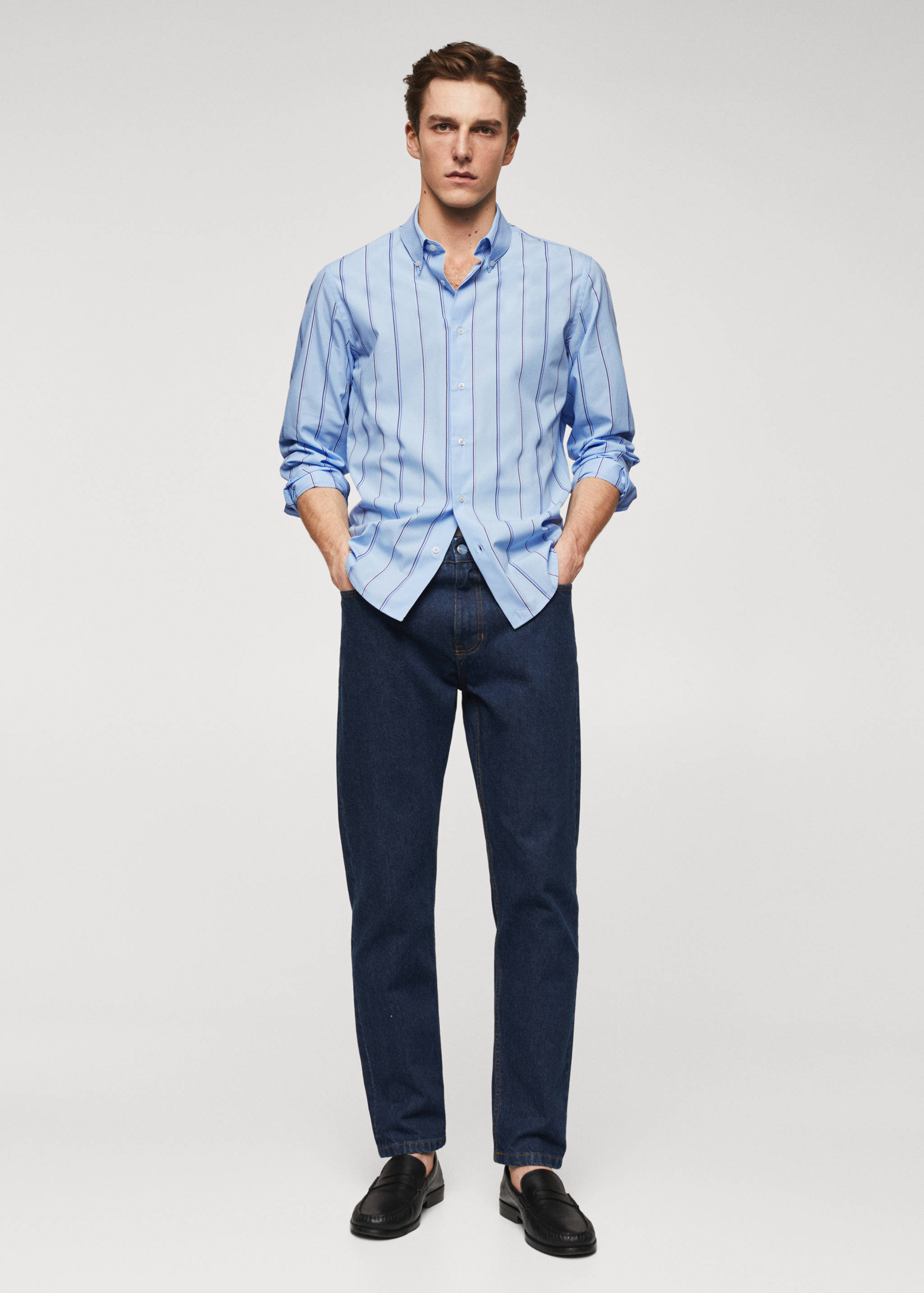 Chemise slim fit coton rayée - Plan général