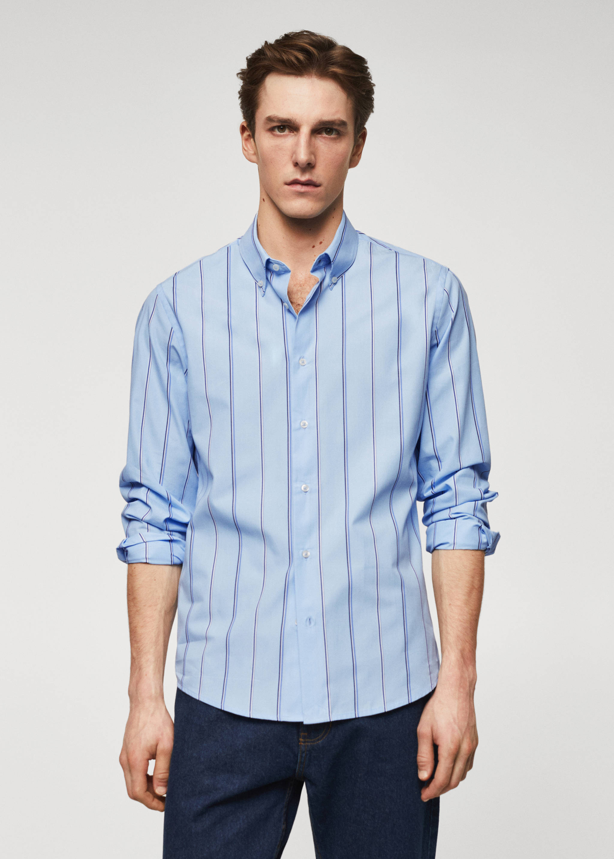 Chemise slim fit coton rayée - Plan moyen
