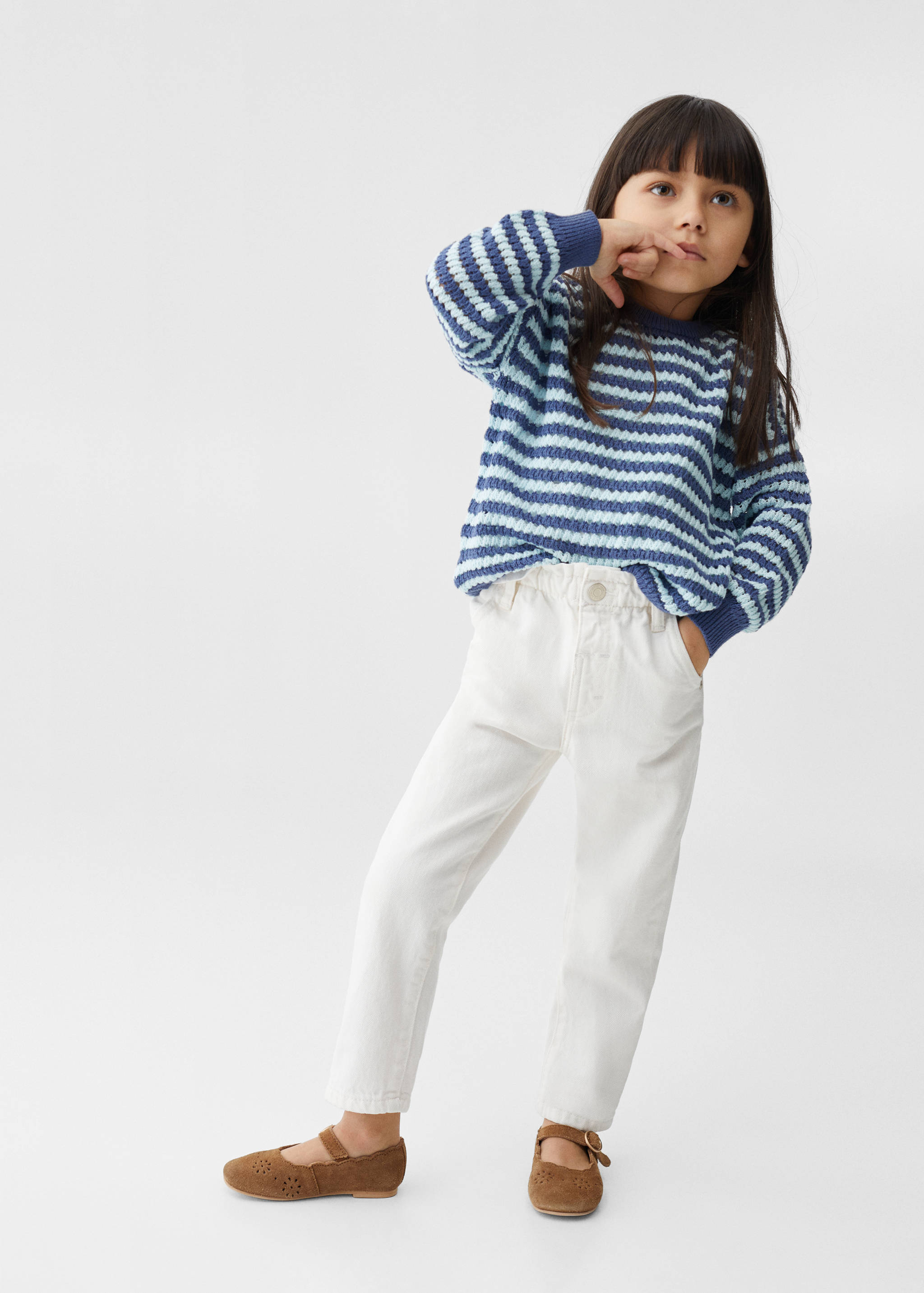 Pull-over maille ajourée rayures - Plan général