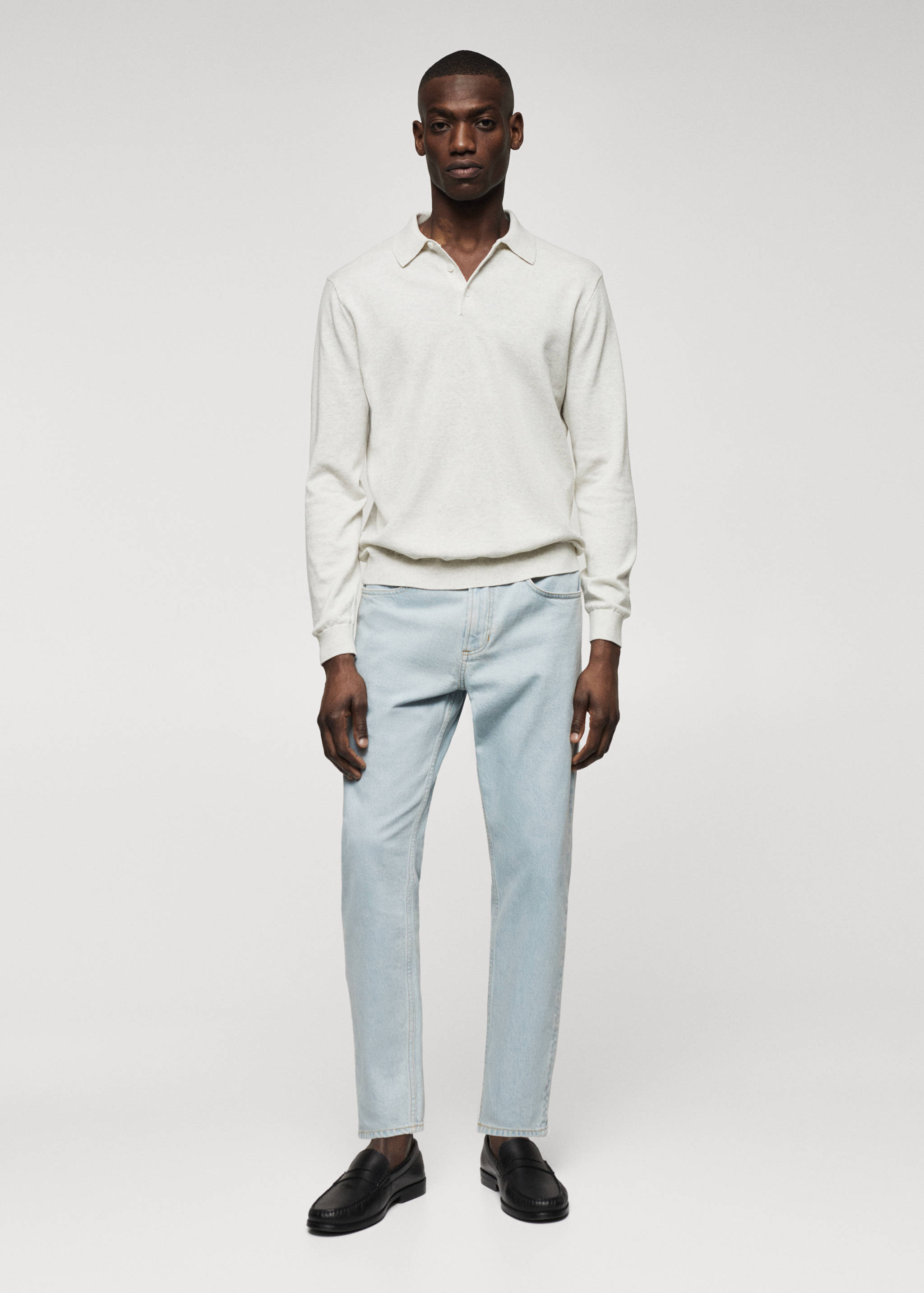 Polo maille coton manches longues - Plan général